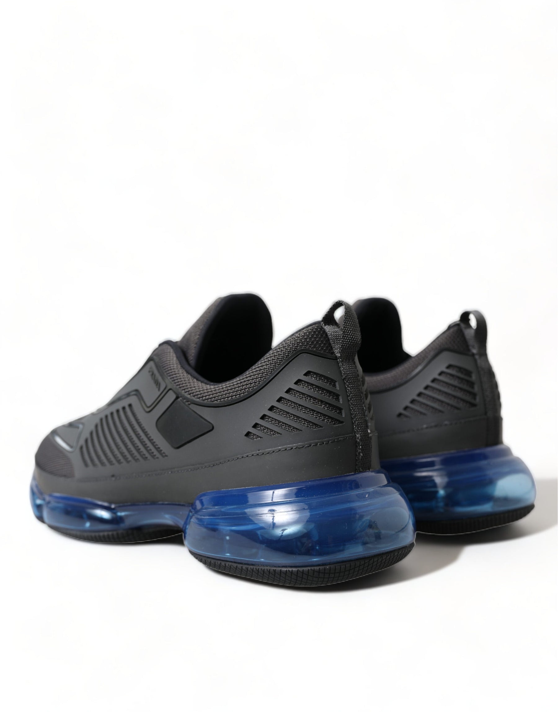 Prada Black Blue Rubber Knit Slip On Low Top Sneakers Shoes | Regal Royce