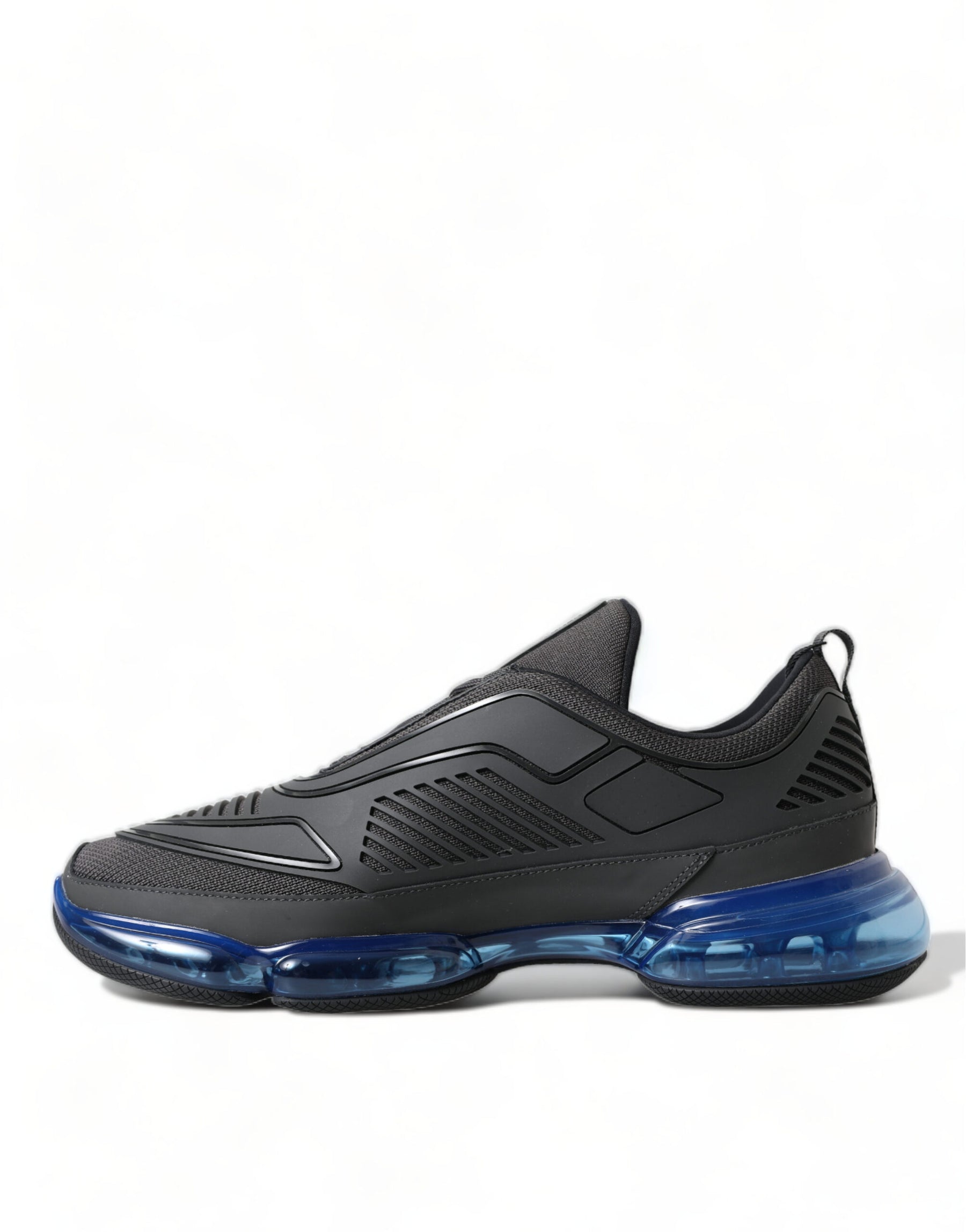 Prada Black Blue Rubber Knit Slip On Low Top Sneakers Shoes | Regal Royce