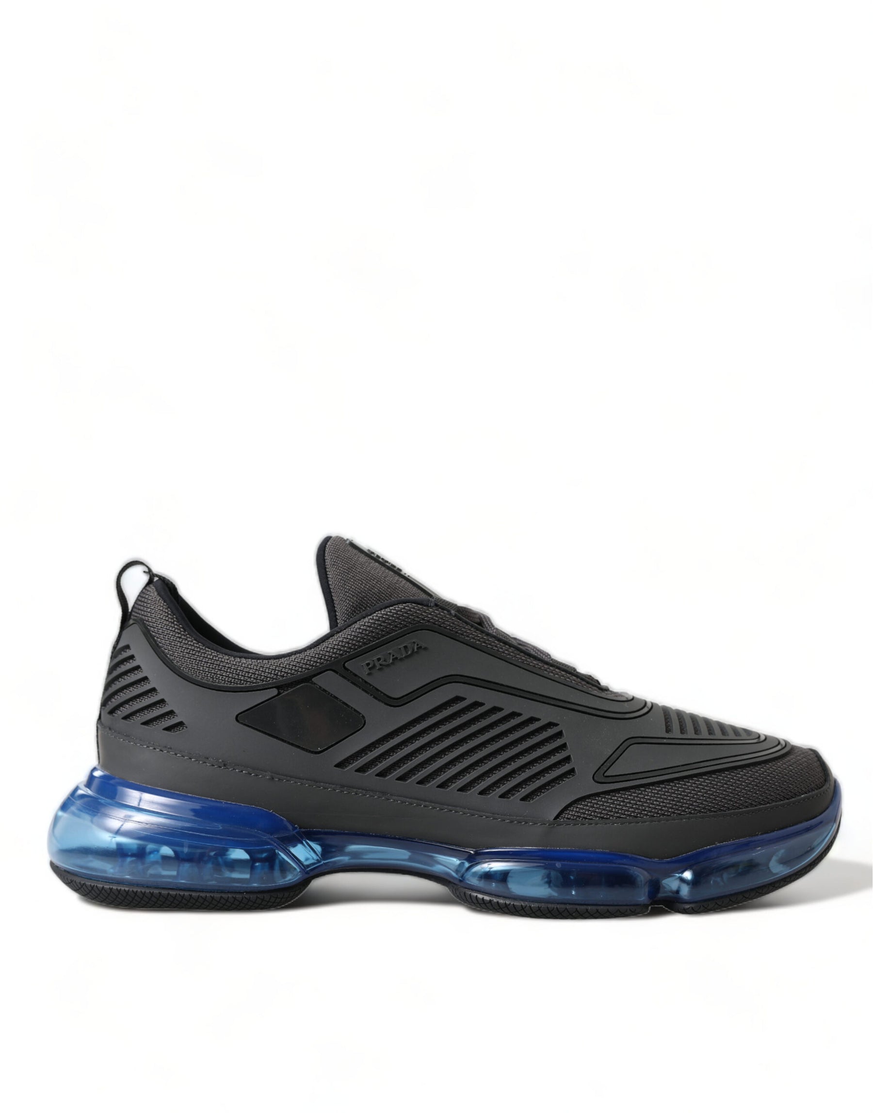 Prada Black Blue Rubber Knit Slip On Low Top Sneakers Shoes | Regal Royce