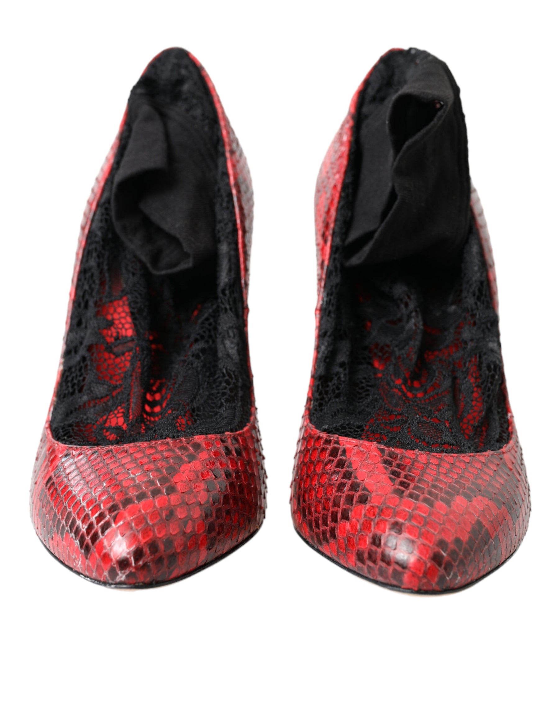 Dolce & Gabbana Red Ayers Leather Lace Socks Pumps Shoes | Regal Royce