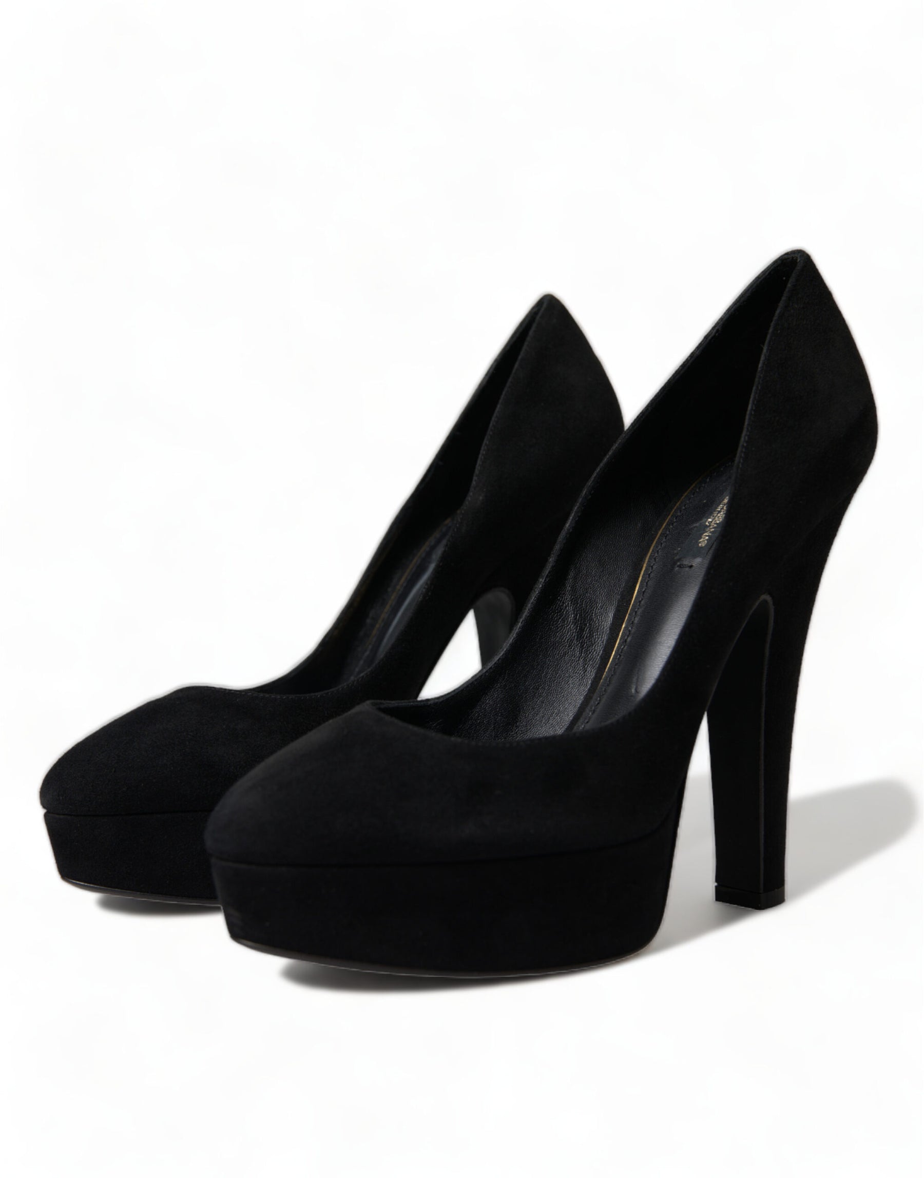 Dolce & Gabbana Black Suede Leather Platform Heel Pumps Shoes | Regal Royce