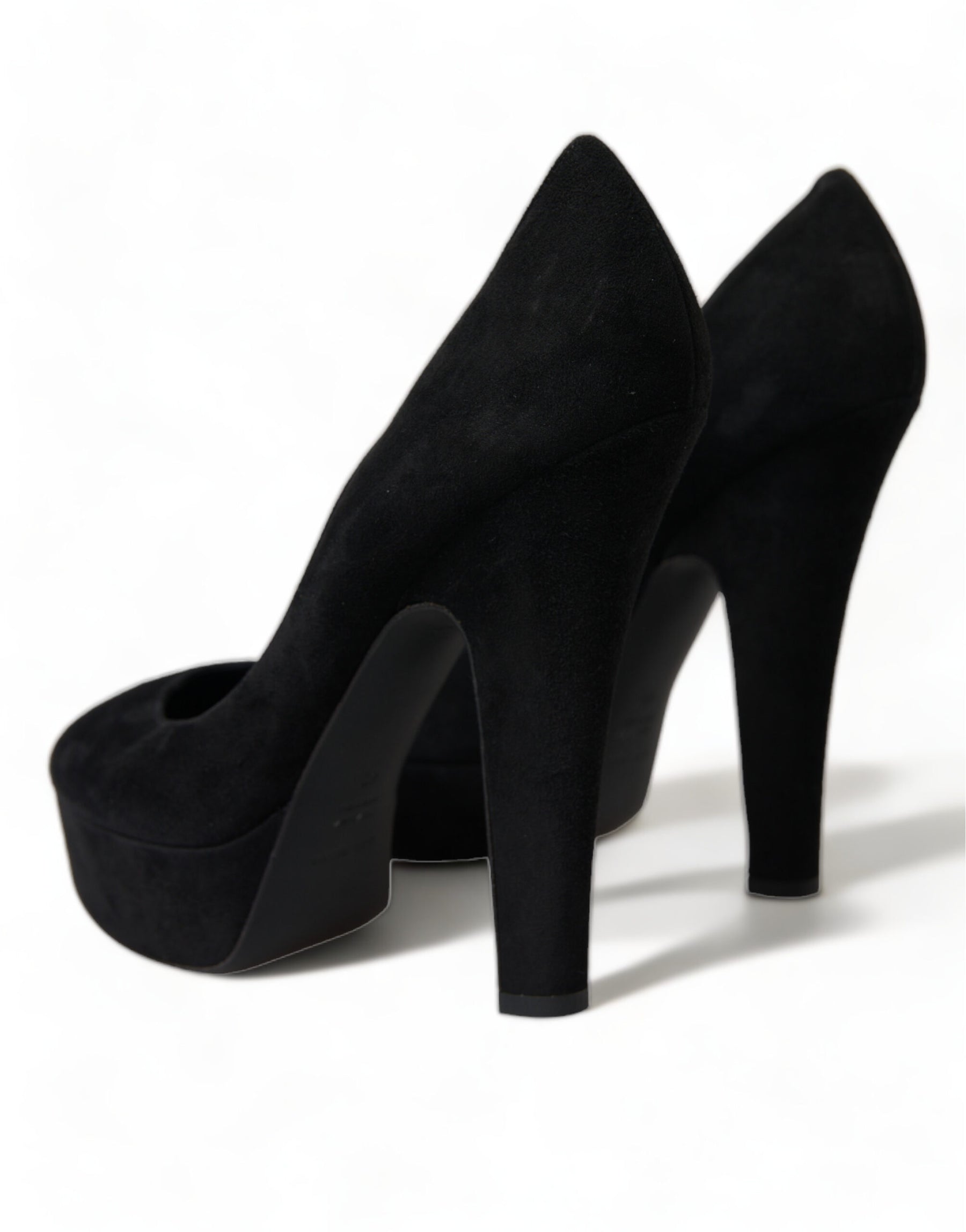 Dolce & Gabbana Black Suede Leather Platform Heel Pumps Shoes | Regal Royce
