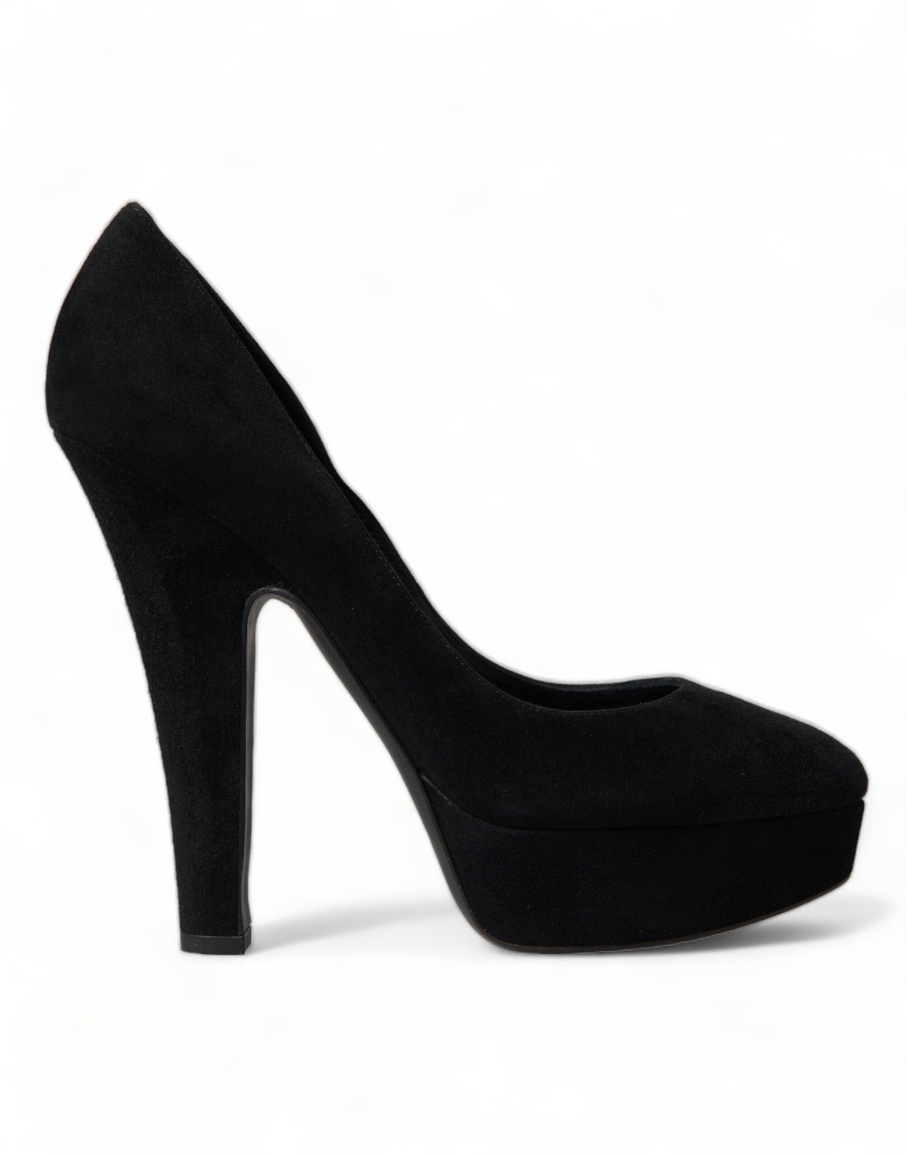 Dolce & Gabbana Black Suede Leather Platform Heel Pumps Shoes | Regal Royce