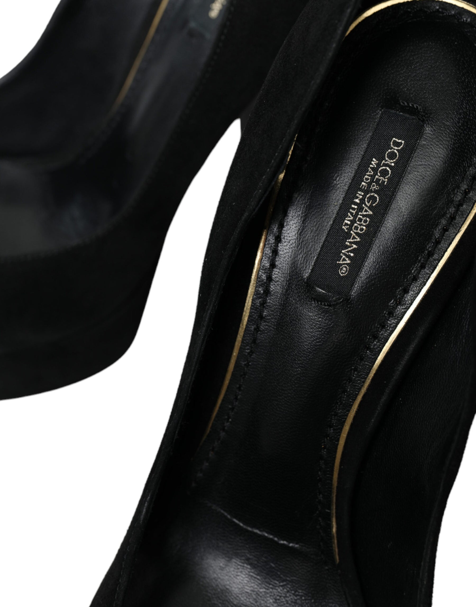 Dolce & Gabbana Black Suede Leather Platform Heel Pumps Shoes | Regal Royce