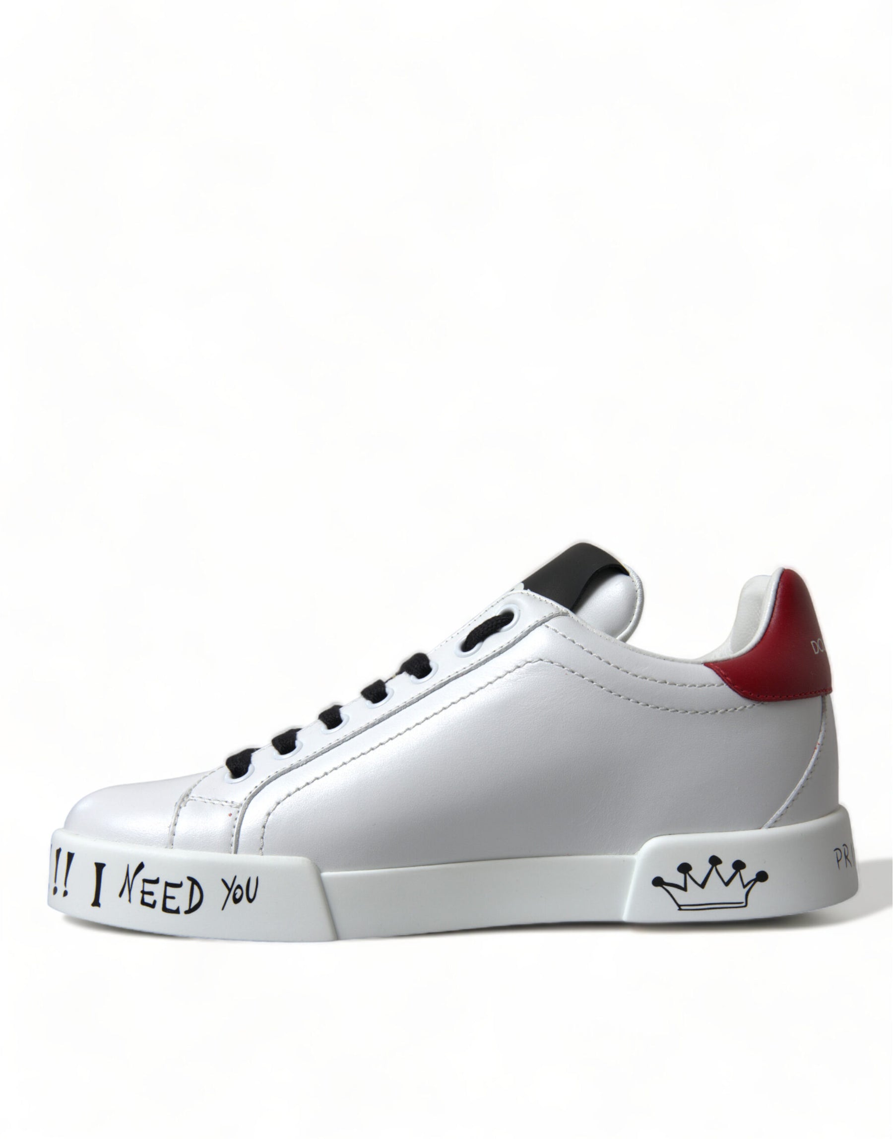 Dolce & Gabbana White Love Patch Portofino Classic Sneakers Shoes | Regal Royce