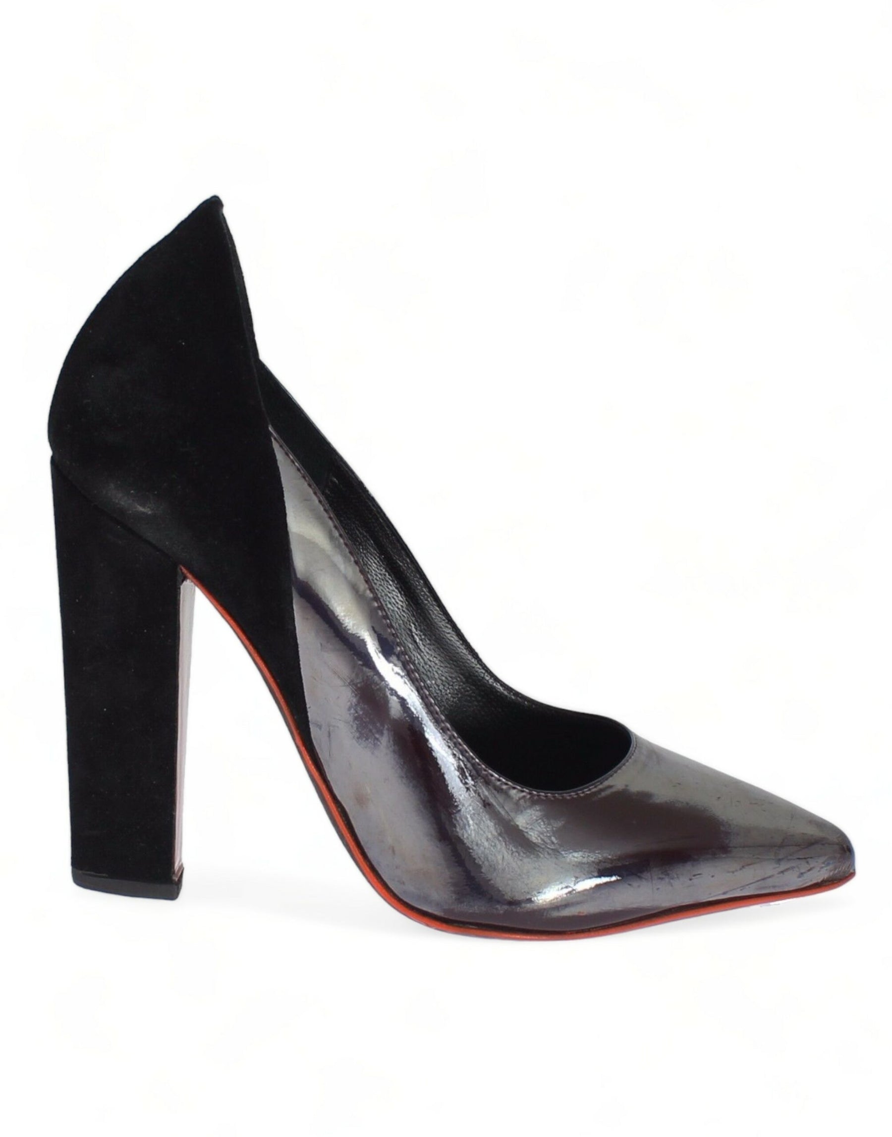 Cédric Charlier Gray Black Leather Suede Heels Pumps Shoes | Regal Royce