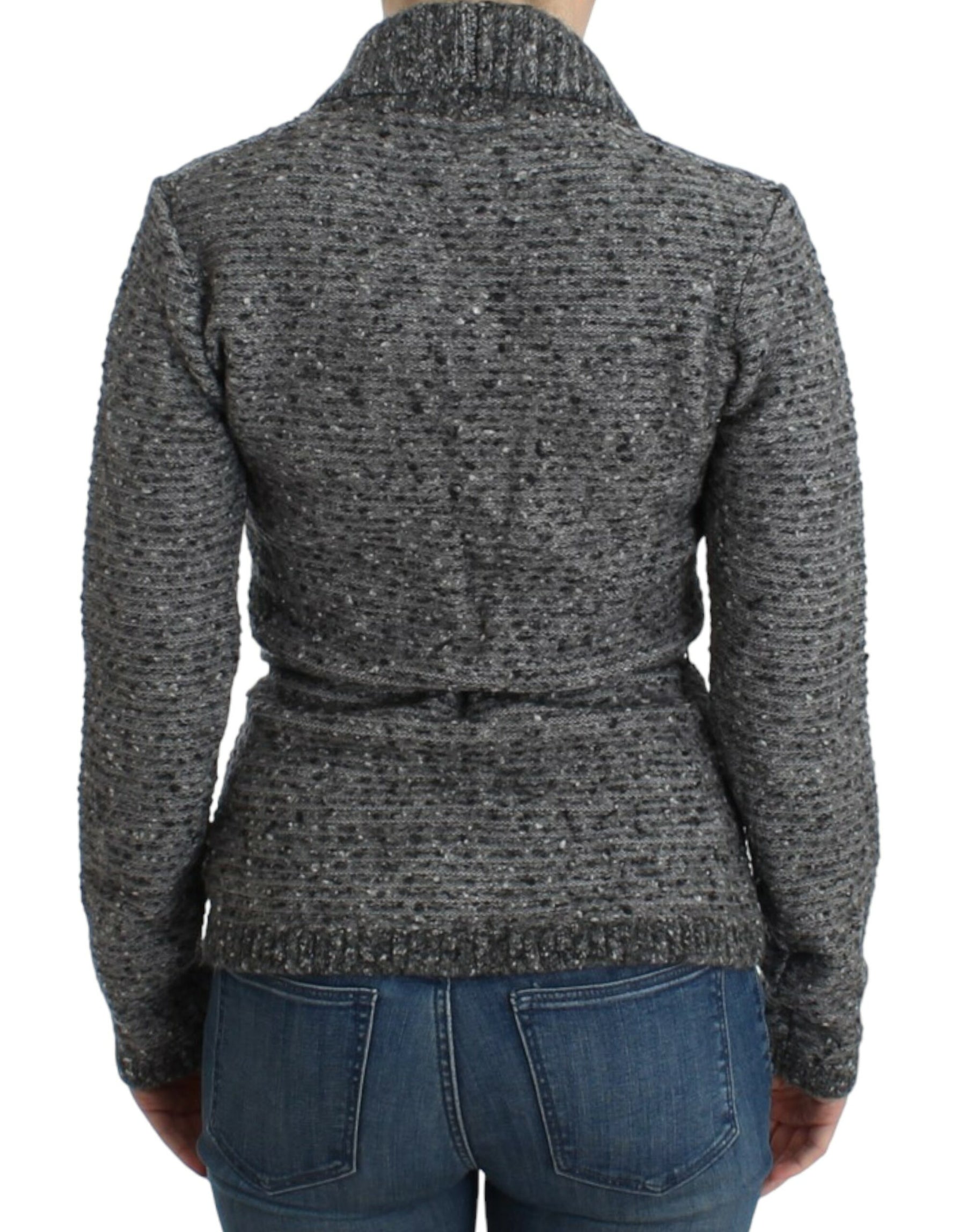 Cavalli Gray wool knitted cardigan | Regal Royce