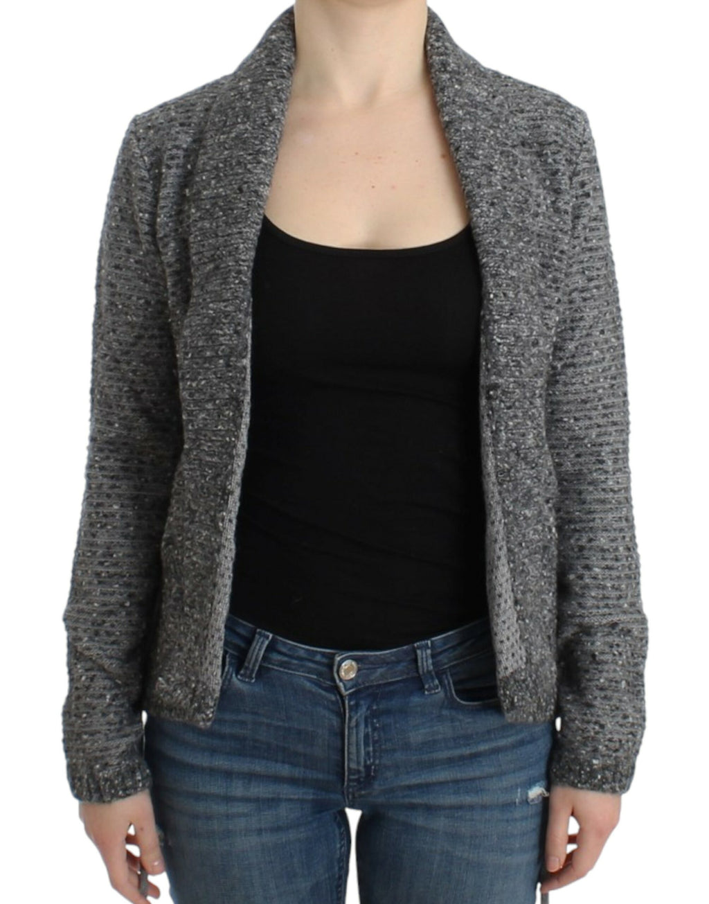 Cavalli Gray wool knitted cardigan