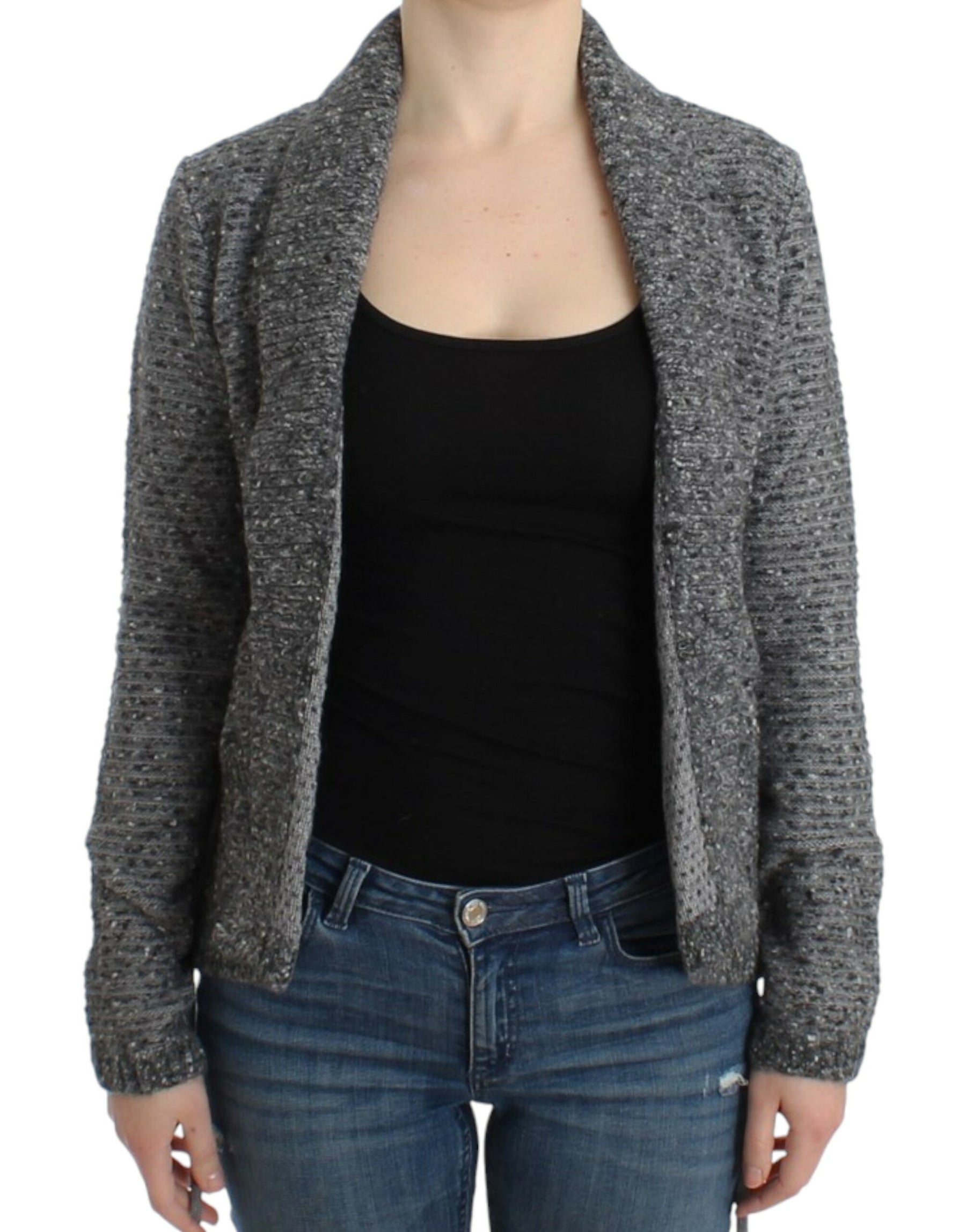 Cavalli Gray wool knitted cardigan | Regal Royce
