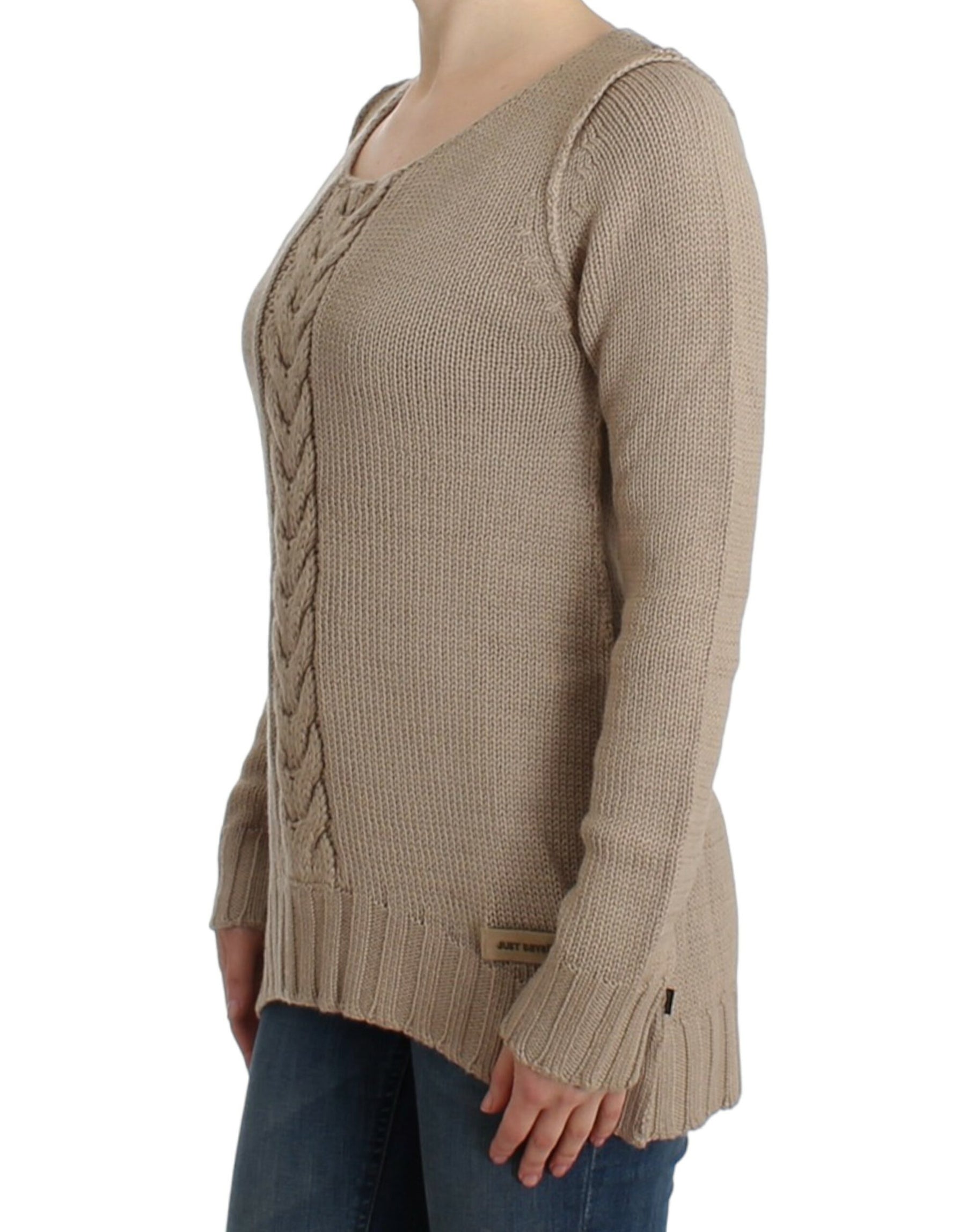 Cavalli Beige knitted wool sweater | Regal Royce