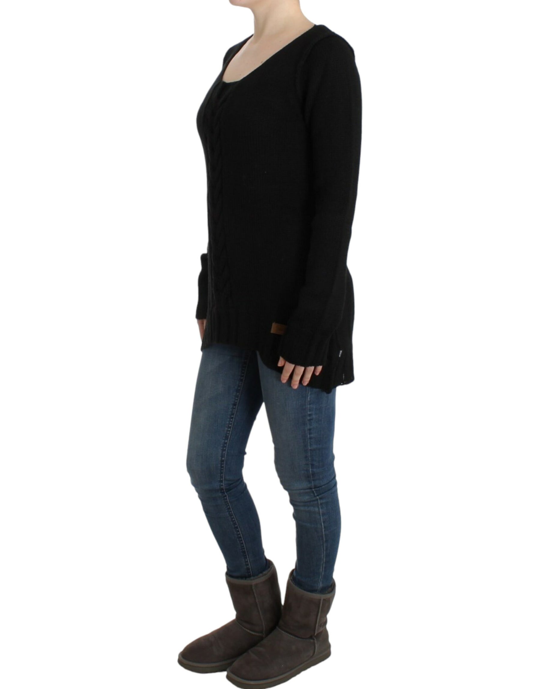 Cavalli Black knitted wool sweater | Regal Royce