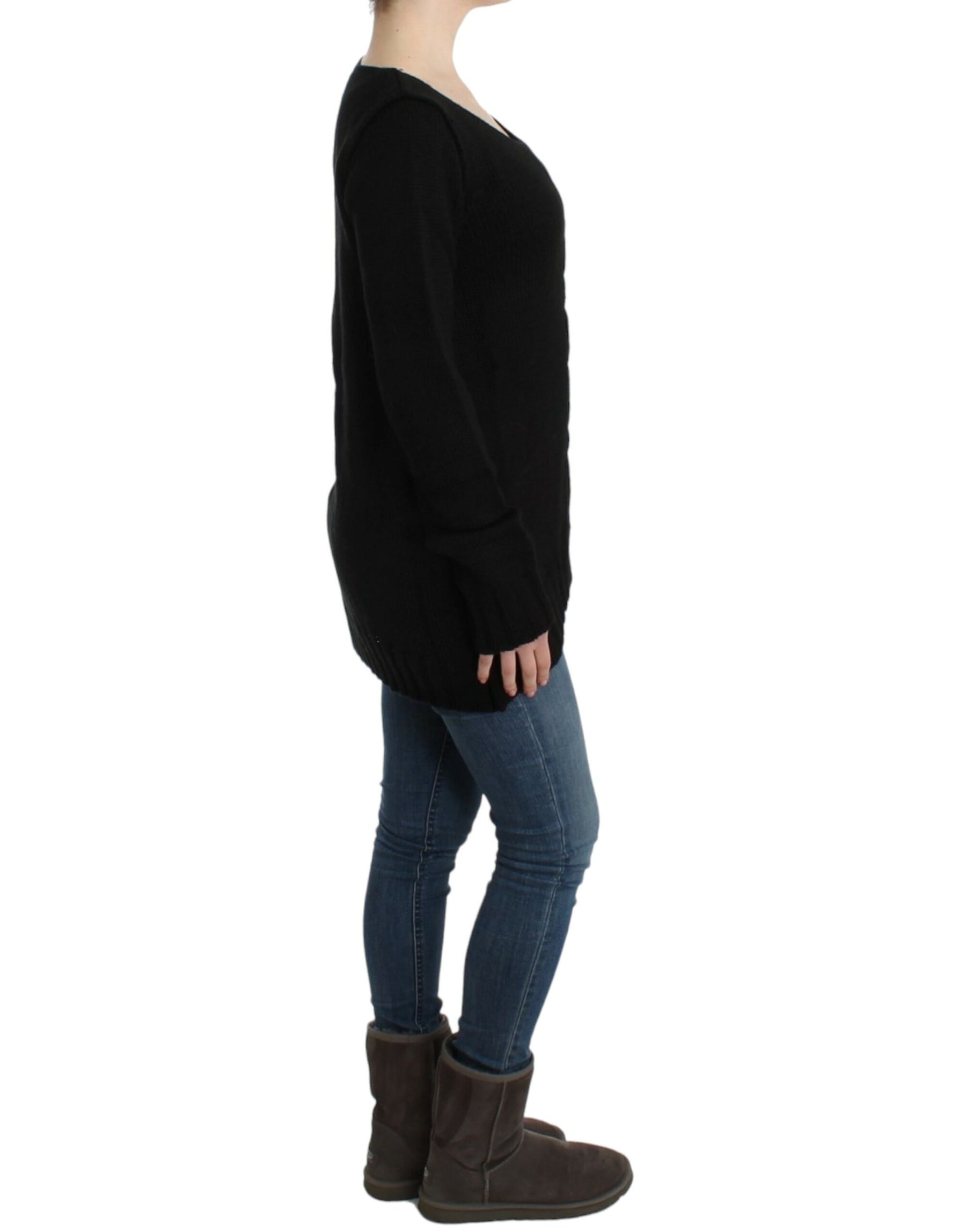 Cavalli Black knitted wool sweater | Regal Royce