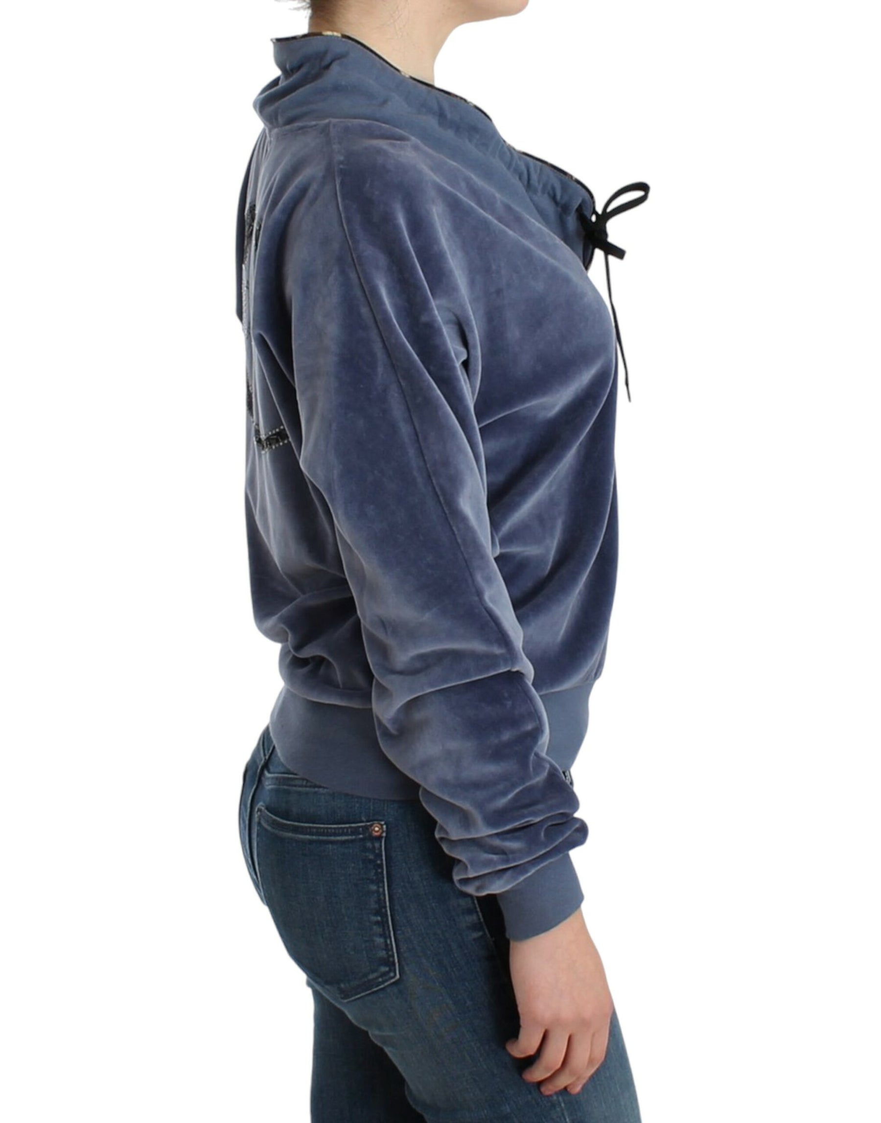 Cavalli Blue velvet cotton sweater | Regal Royce