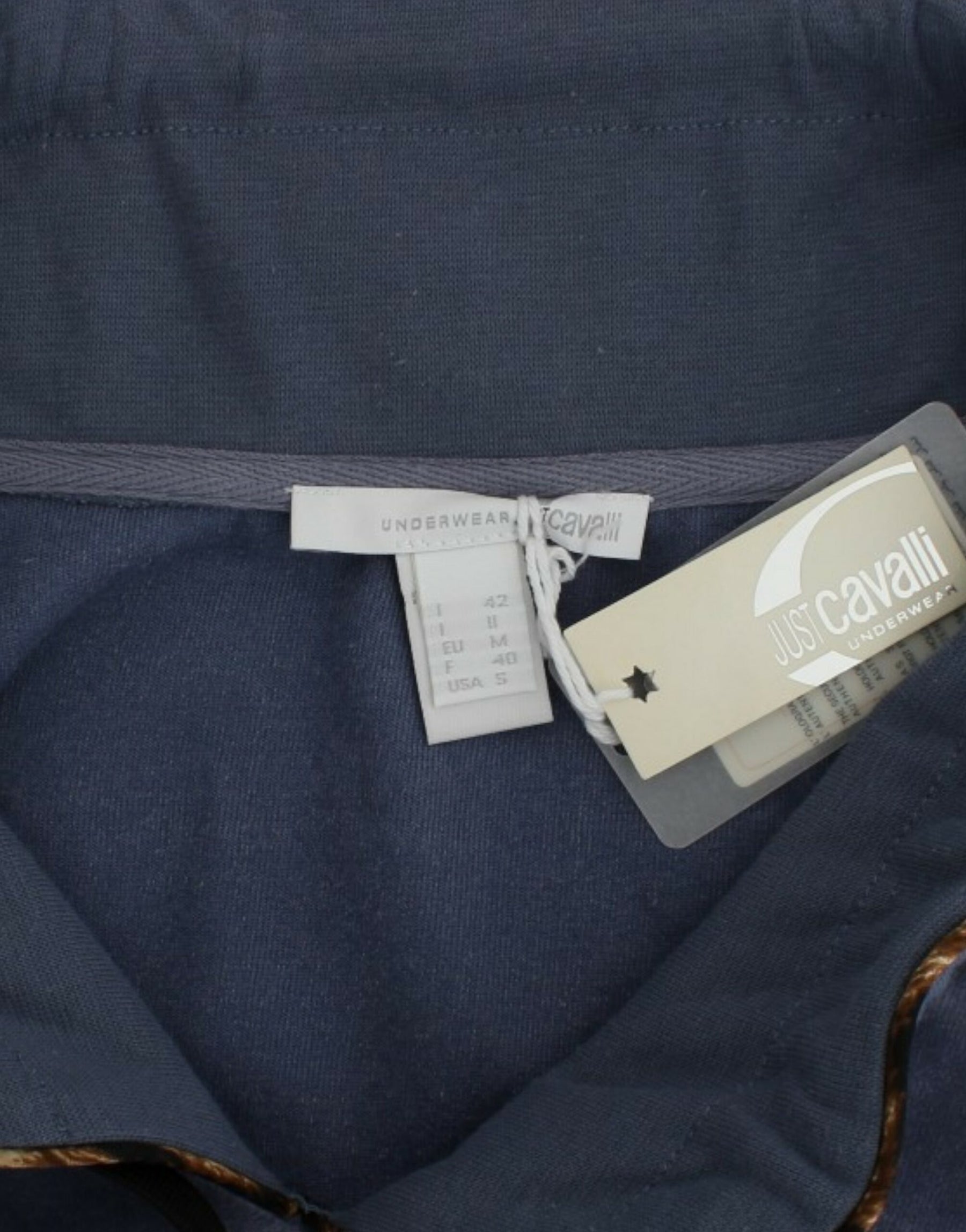 Cavalli Blue velvet cotton sweater | Regal Royce