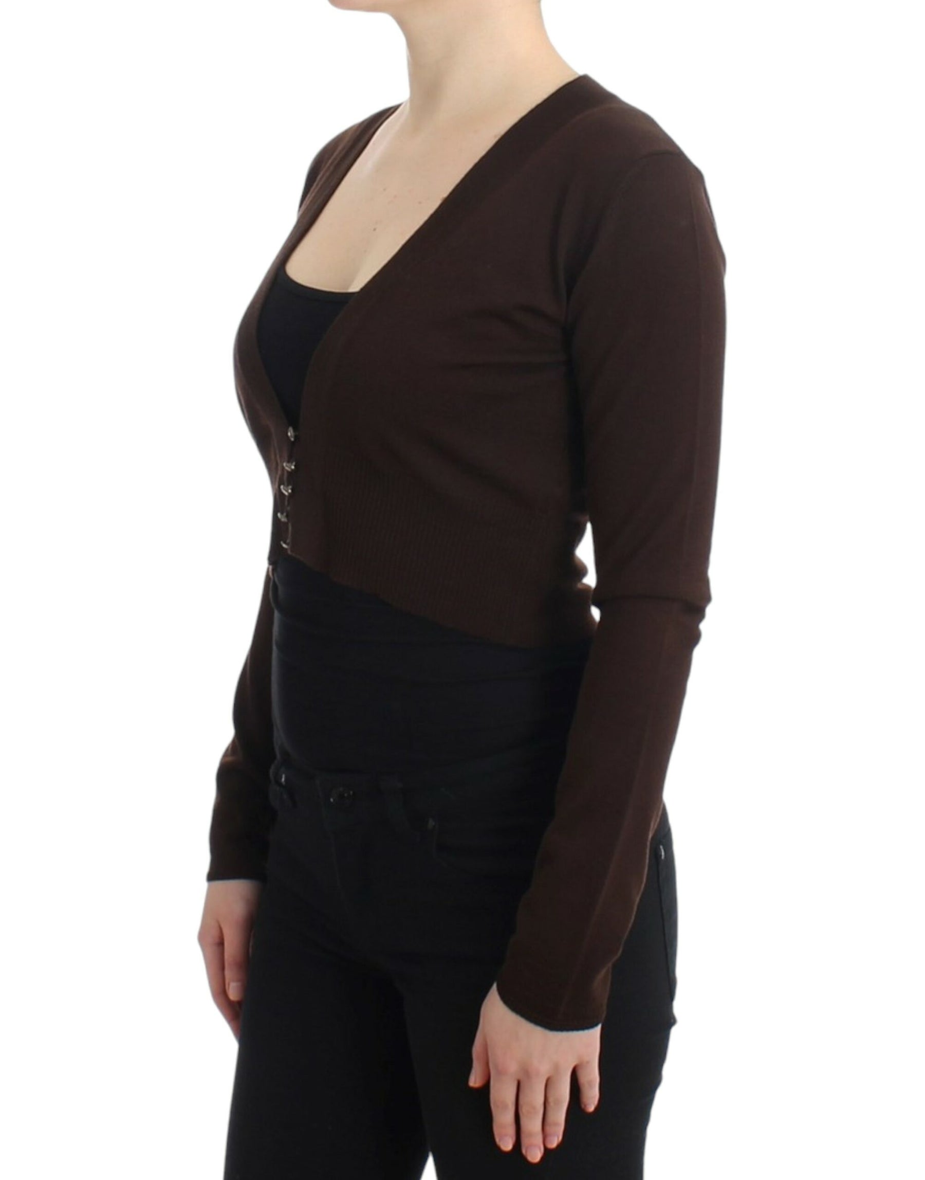 Cavalli Brown cropped wool cardigan | Regal Royce