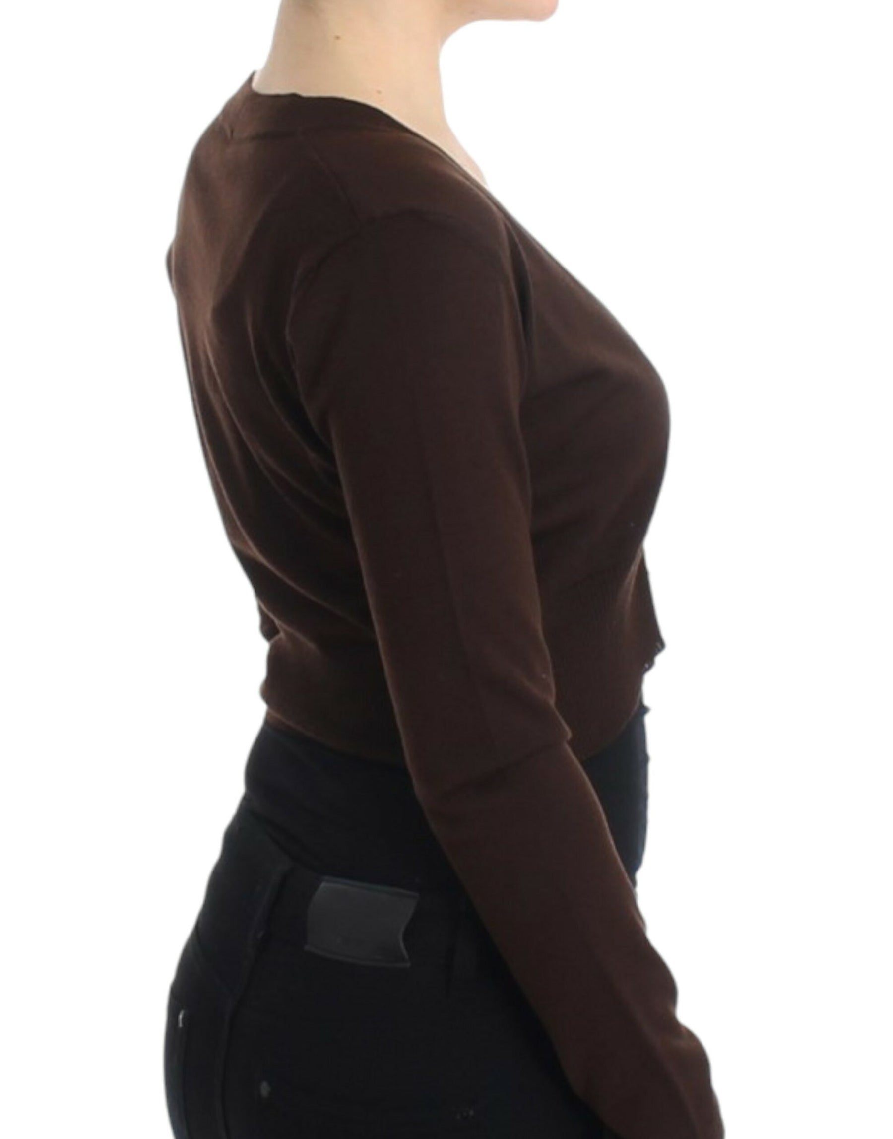 Cavalli Brown cropped wool cardigan | Regal Royce