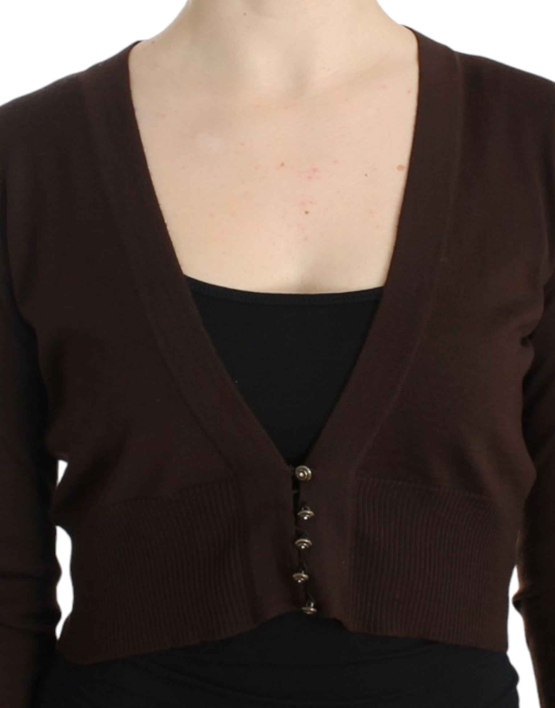 Cavalli Brown cropped wool cardigan | Regal Royce