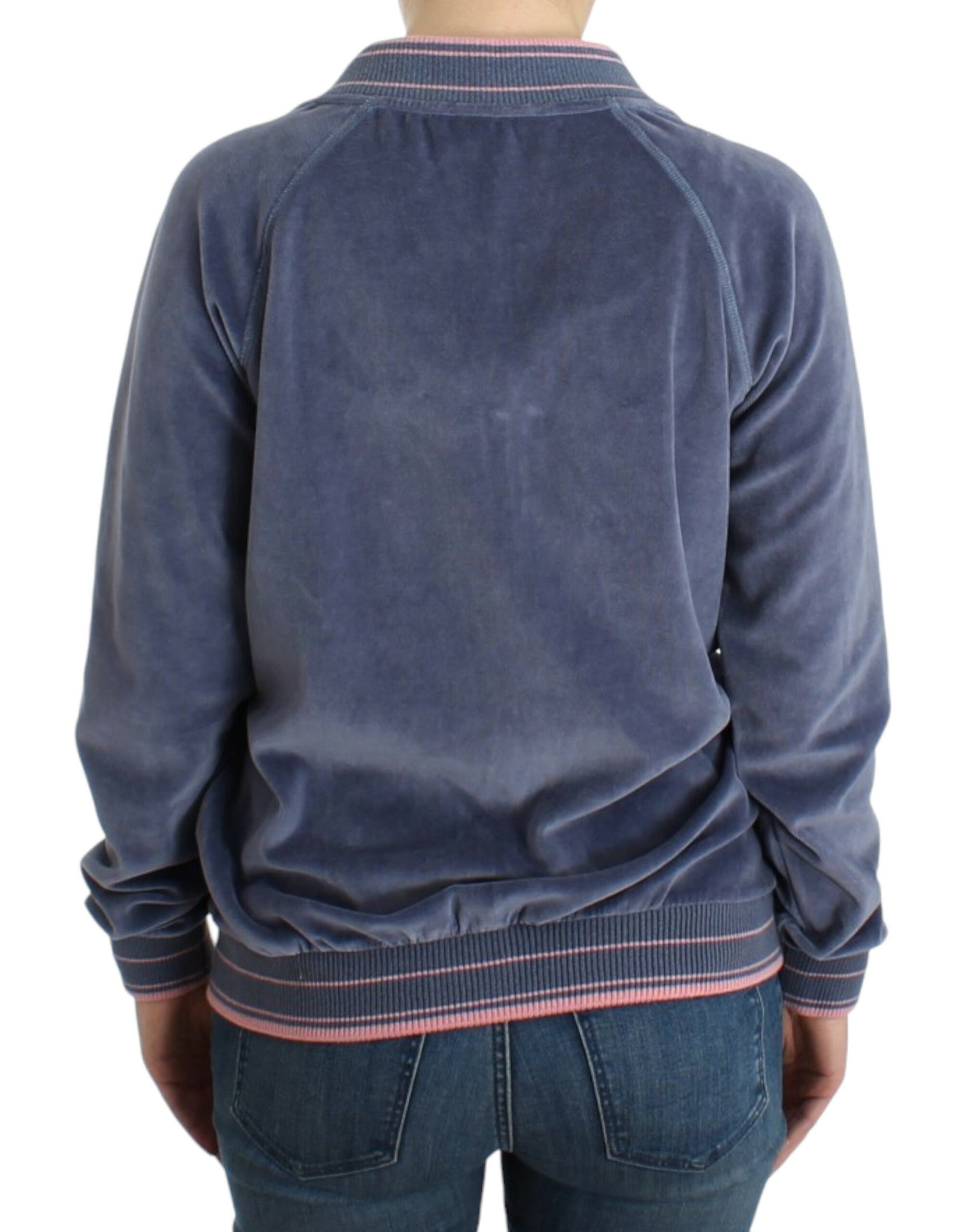 Cavalli Blue velvet zipup sweater | Regal Royce