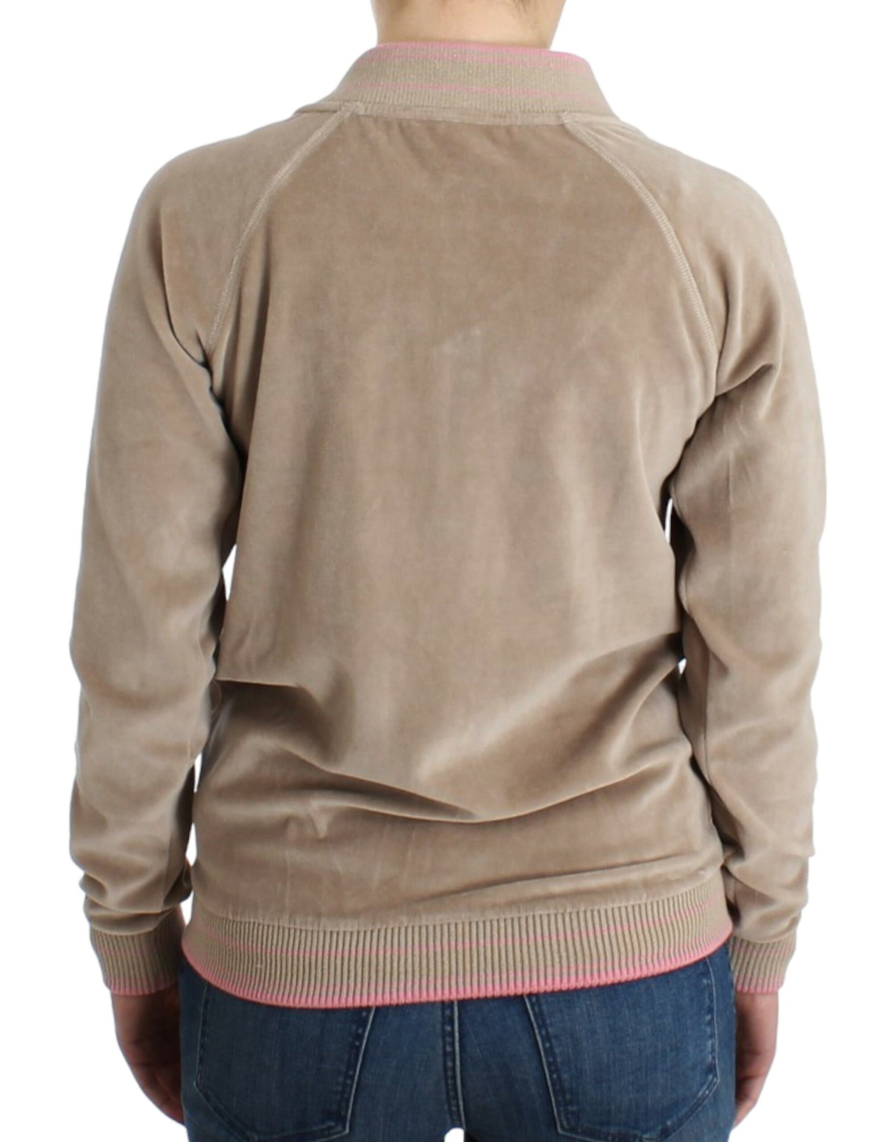 Cavalli Beige velvet zipup sweater | Regal Royce