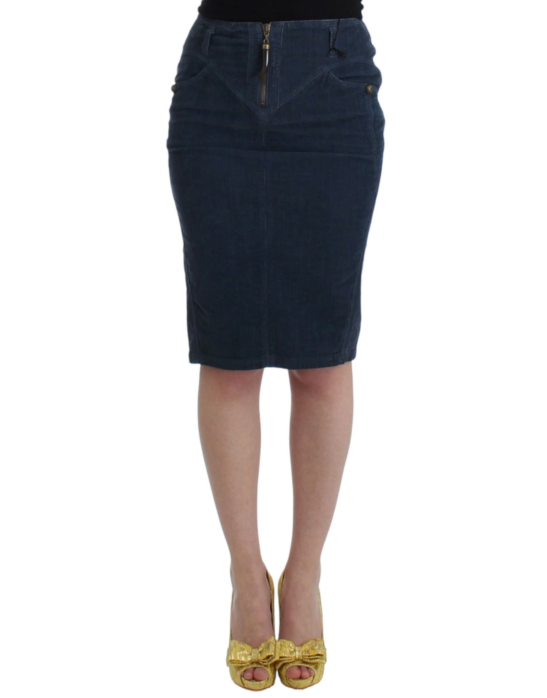 Cavalli Blue corduroy pencil skirt | Regal Royce