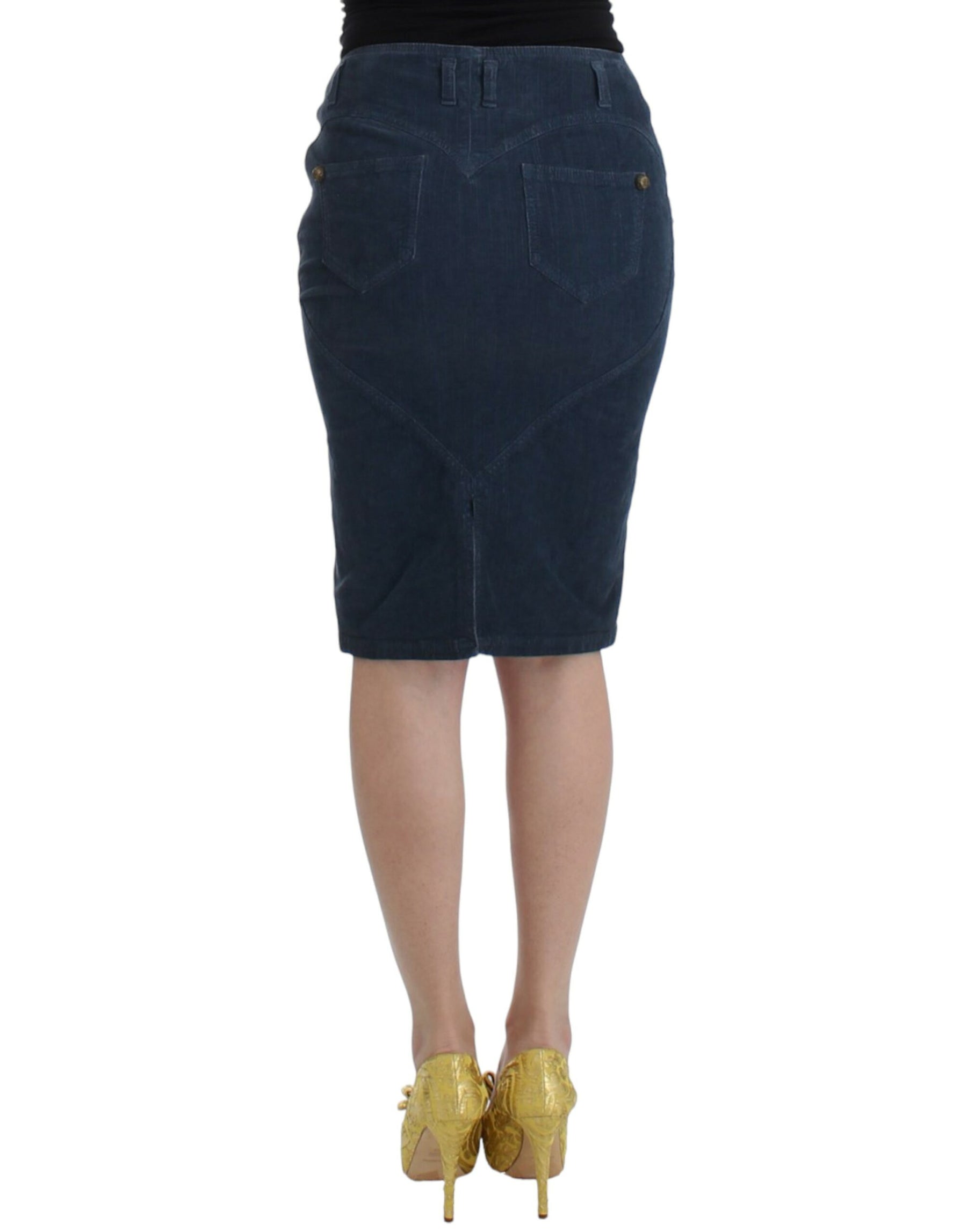 Cavalli Blue corduroy pencil skirt | Regal Royce
