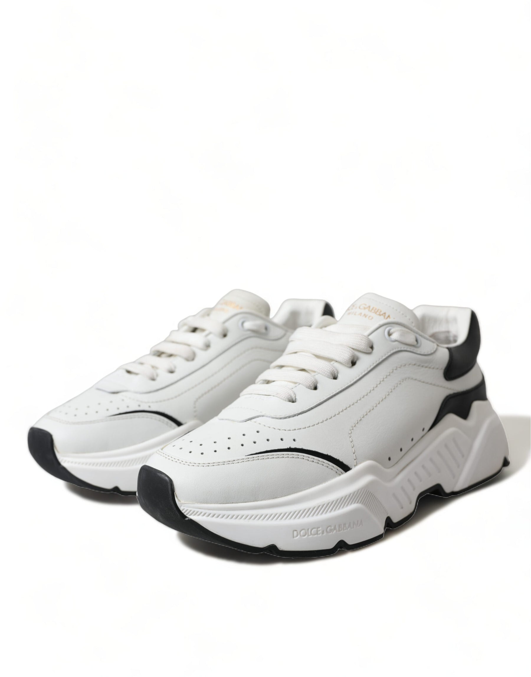 Dolce & Gabbana White Black Low Top Daymaster Sneakers Shoes | Regal Royce