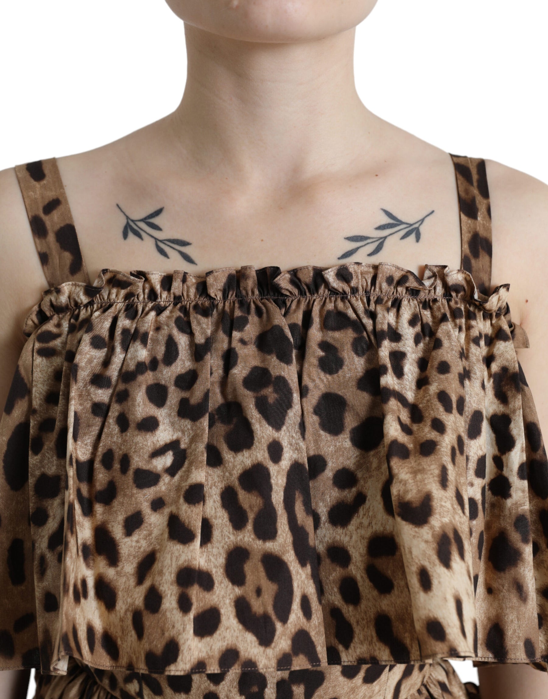 Dolce & Gabbana Brown Leopard Print Sleeveless A-line Dress | Regal Royce