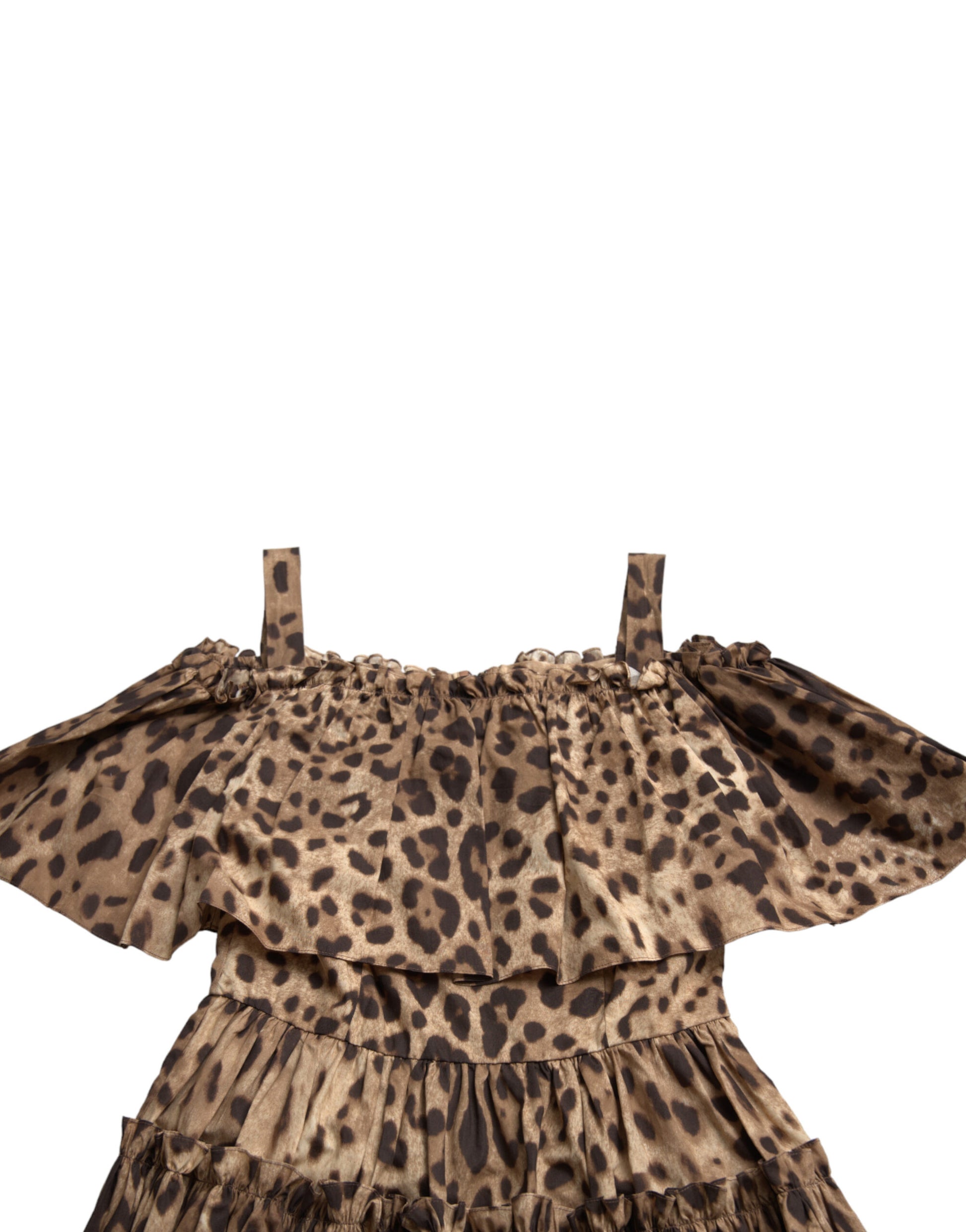 Dolce & Gabbana Brown Leopard Print Sleeveless A-line Dress