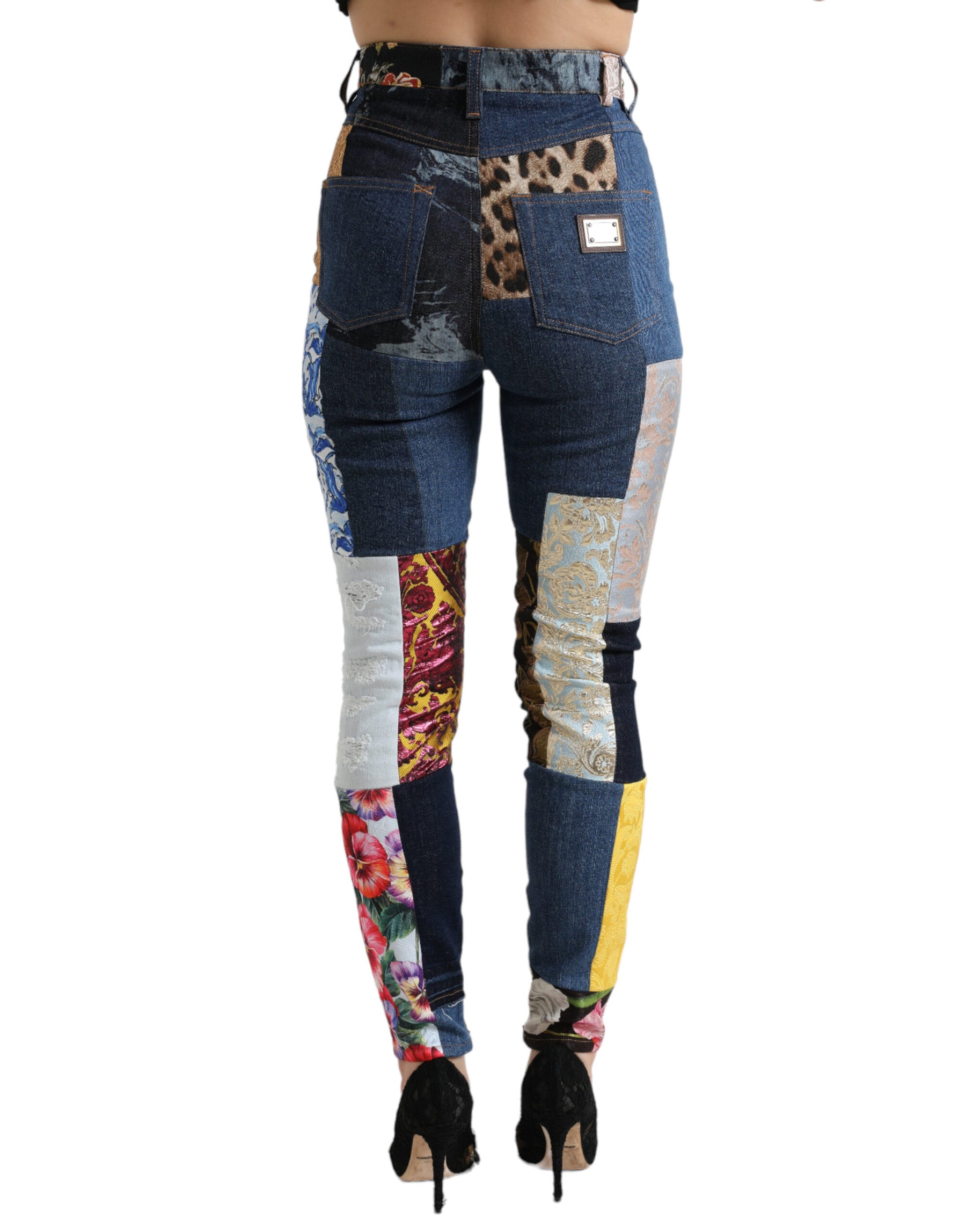 Dolce & Gabbana Multicolor Patchwork GRACE Skinny Denim Jeans | Regal Royce