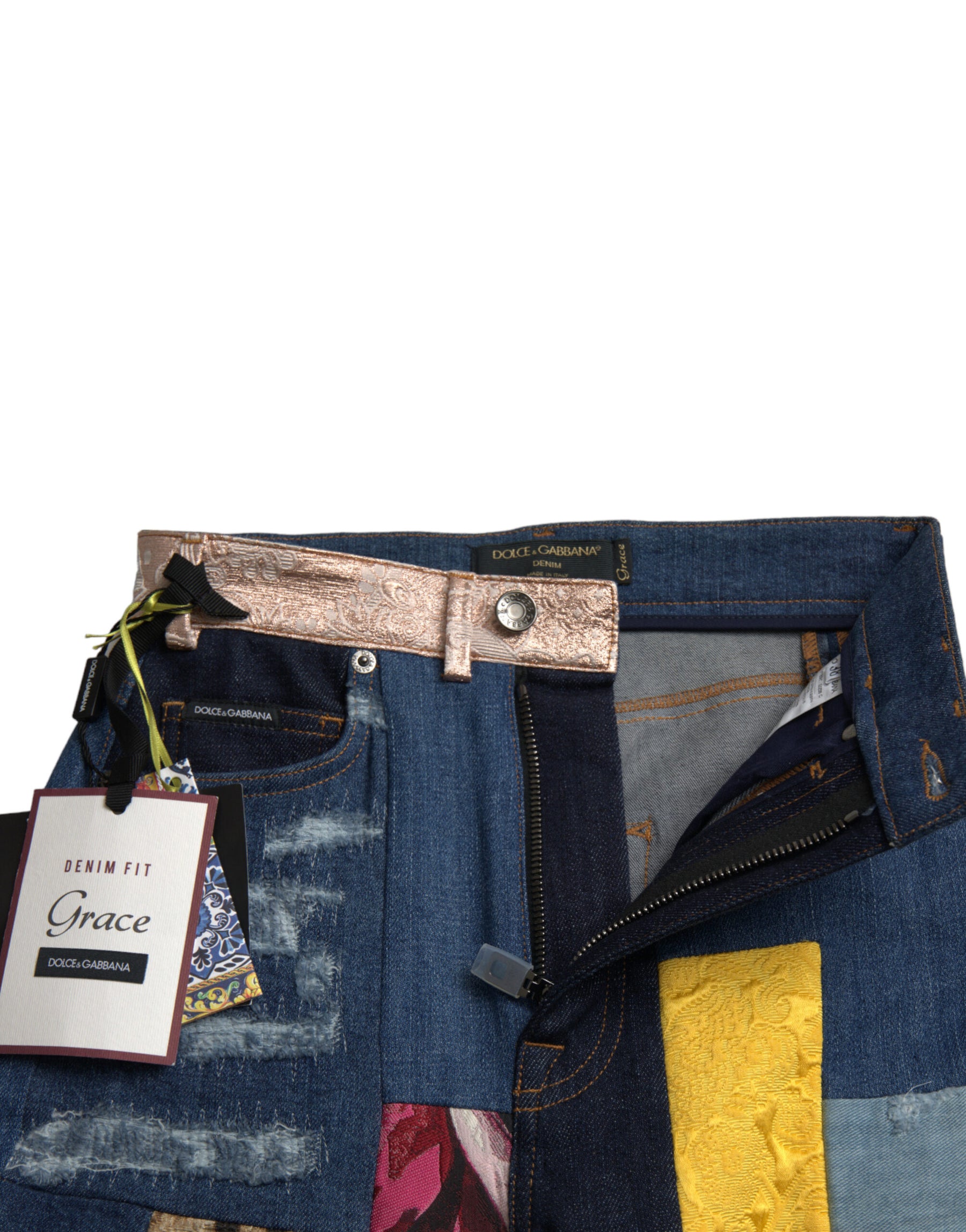 Dolce & Gabbana Multicolor Patchwork GRACE Skinny Denim Jeans | Regal Royce