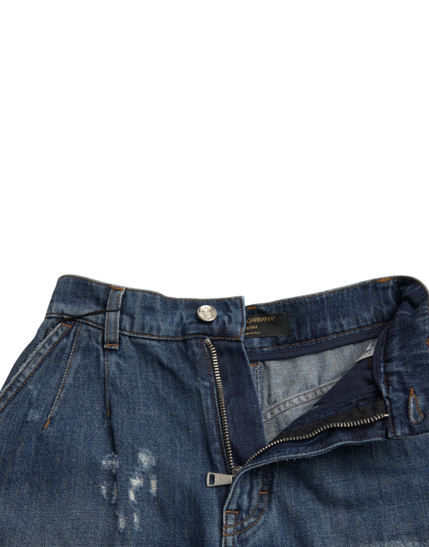 Dolce & Gabbana Blue Cotton High Waist Denim Hot Pants Shorts | Regal Royce