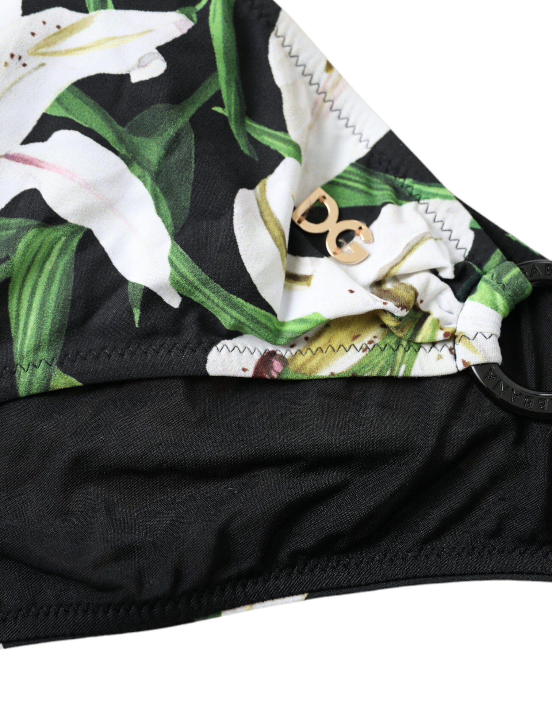 Dolce & Gabbana Black Lily Print Swimwear Bottom Beachwear Bikini | Regal Royce