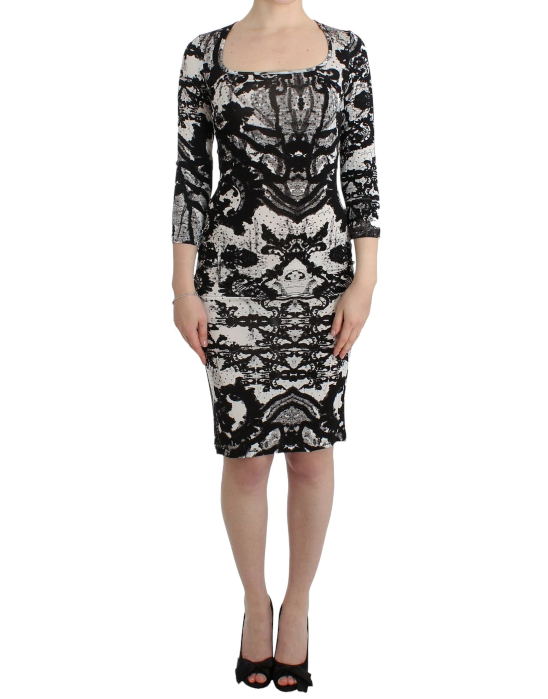Cavalli Black Printed Sheath Dress | Regal Royce