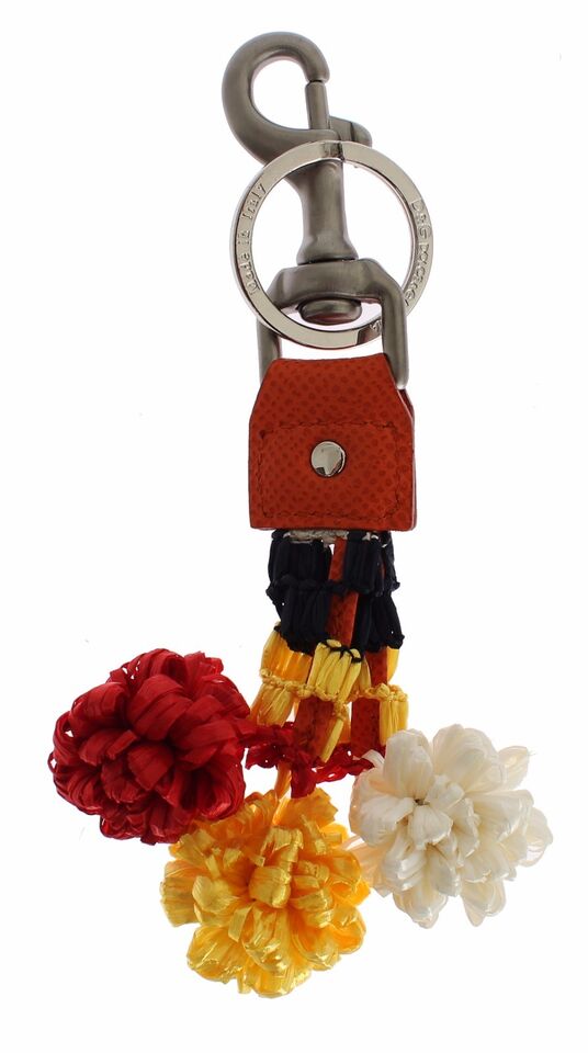 Dolce & Gabbana Red White Raffia Leather Clasp Finder Keyring Keychain | Regal Royce