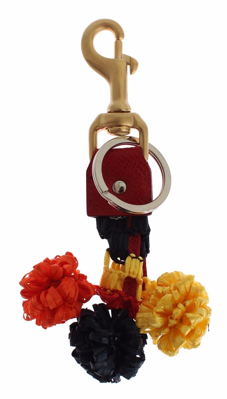 Dolce & Gabbana Gold Yellow Raffia Leather Clasp Finder Chain Keyring | Regal Royce