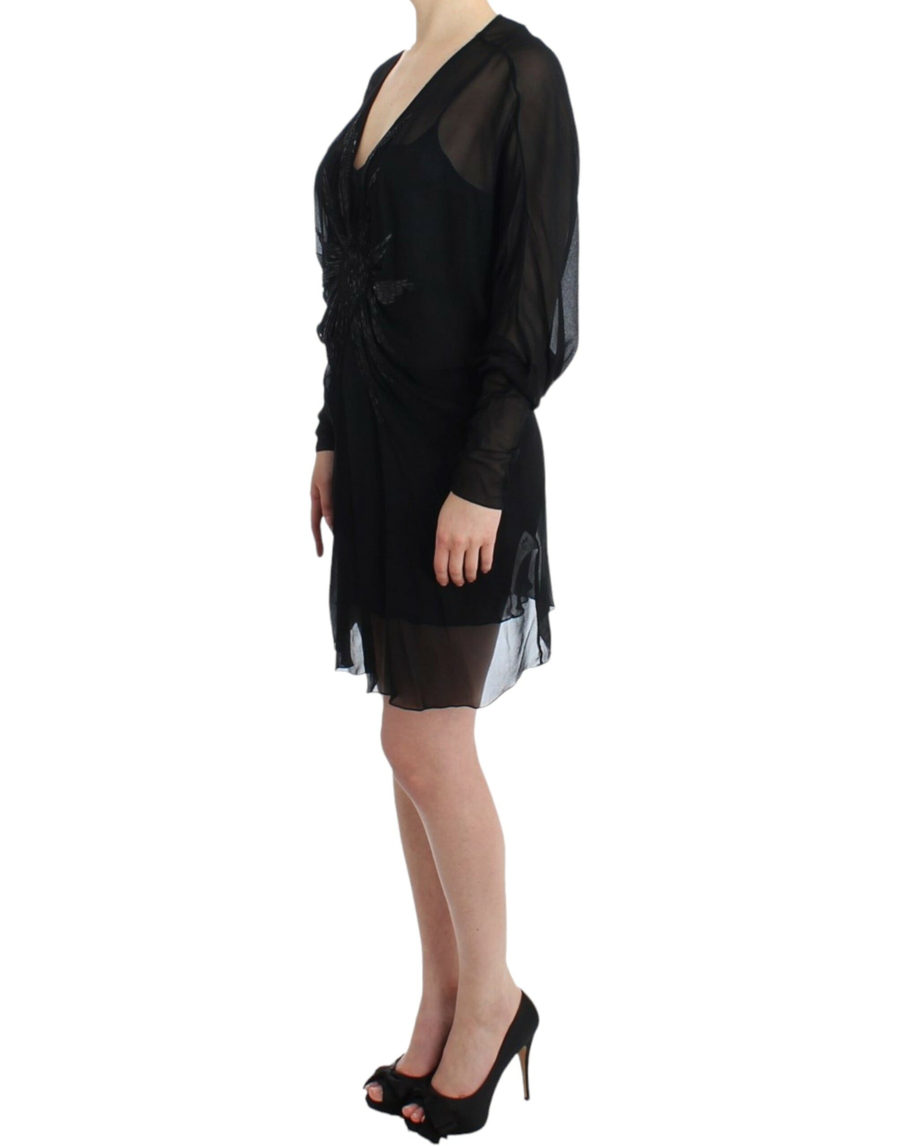 Cavalli Black long sleeve silk dress | Regal Royce