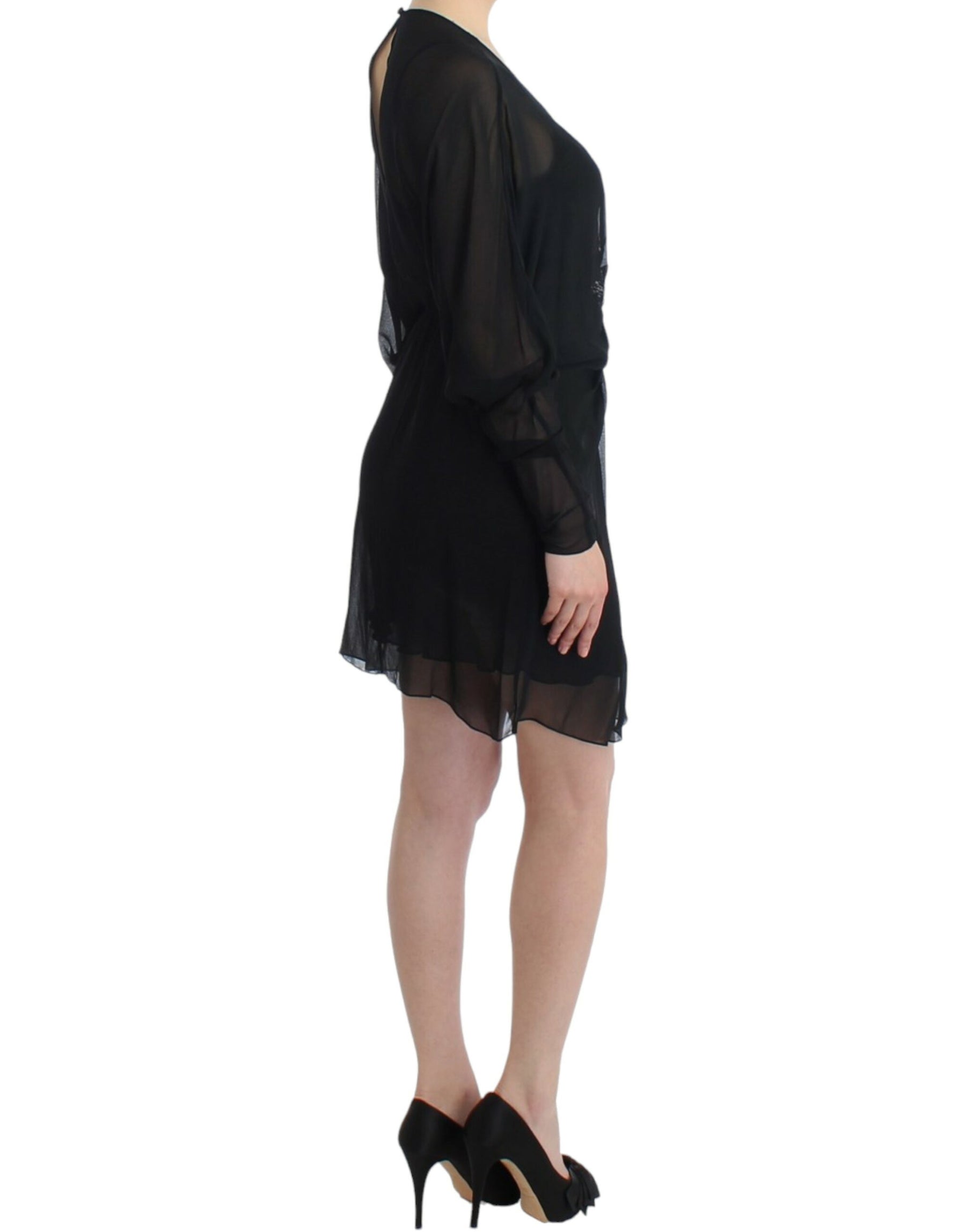 Cavalli Black long sleeve silk dress | Regal Royce