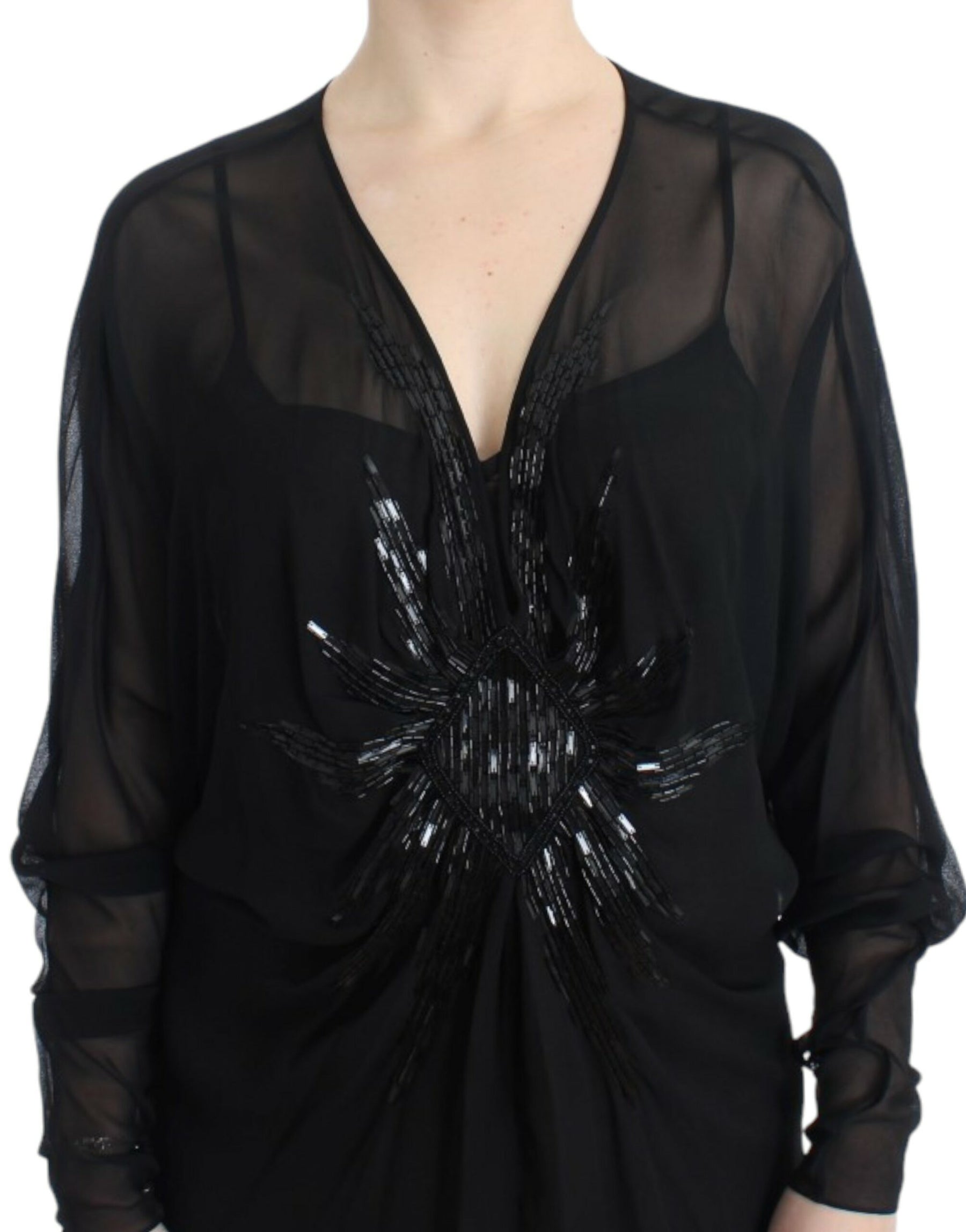 Cavalli Black long sleeve silk dress | Regal Royce