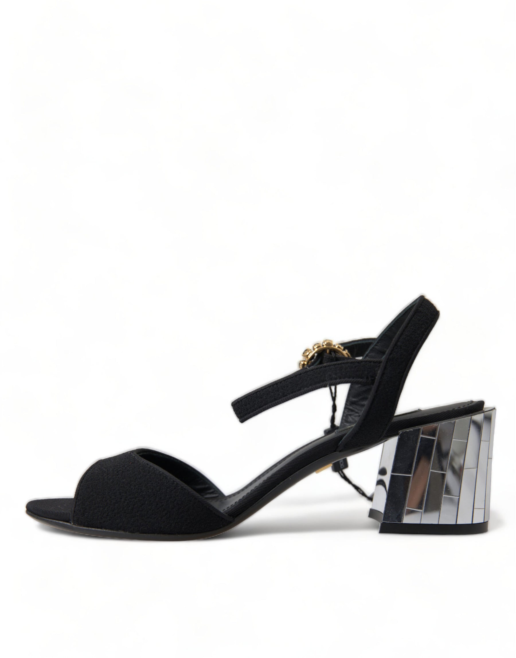 Dolce & Gabbana Black Crystals Ankle Strap Sandals Shoes | Regal Royce