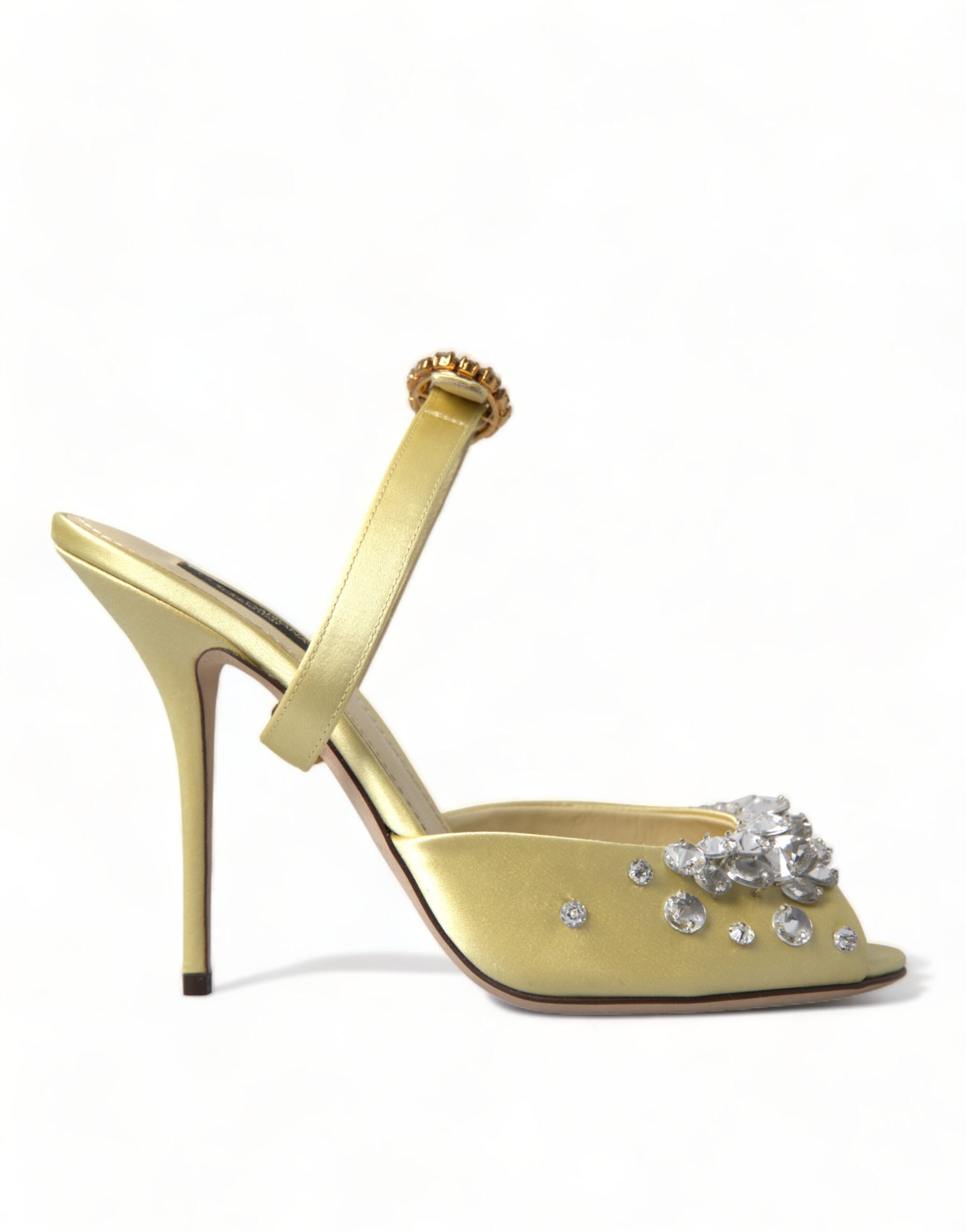 Dolce & Gabbana Yellow Satin Crystal Mary Janes Sandals | Regal Royce