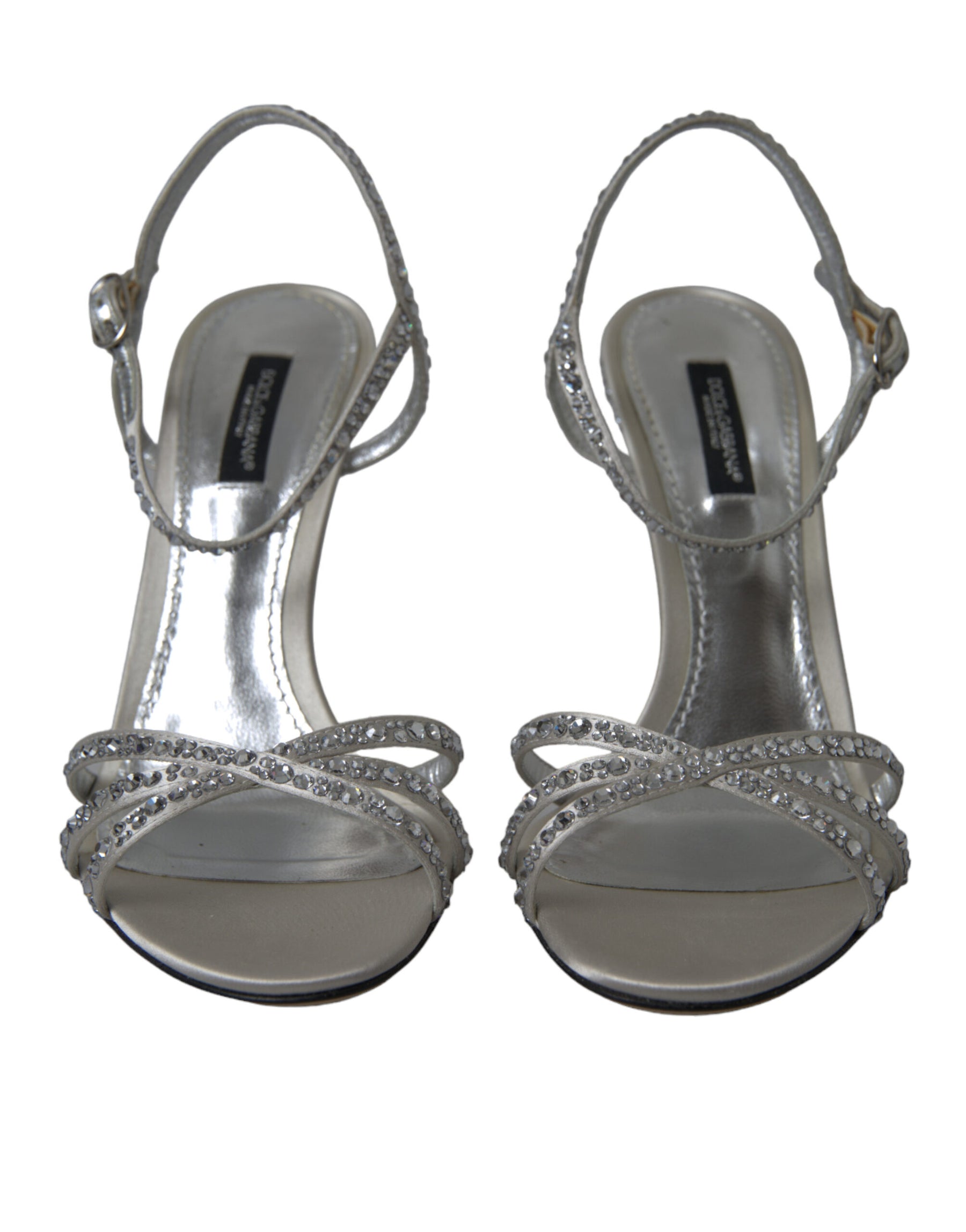 Dolce & Gabbana Silver Crystal Ankle Strap Sandals Shoes | Regal Royce