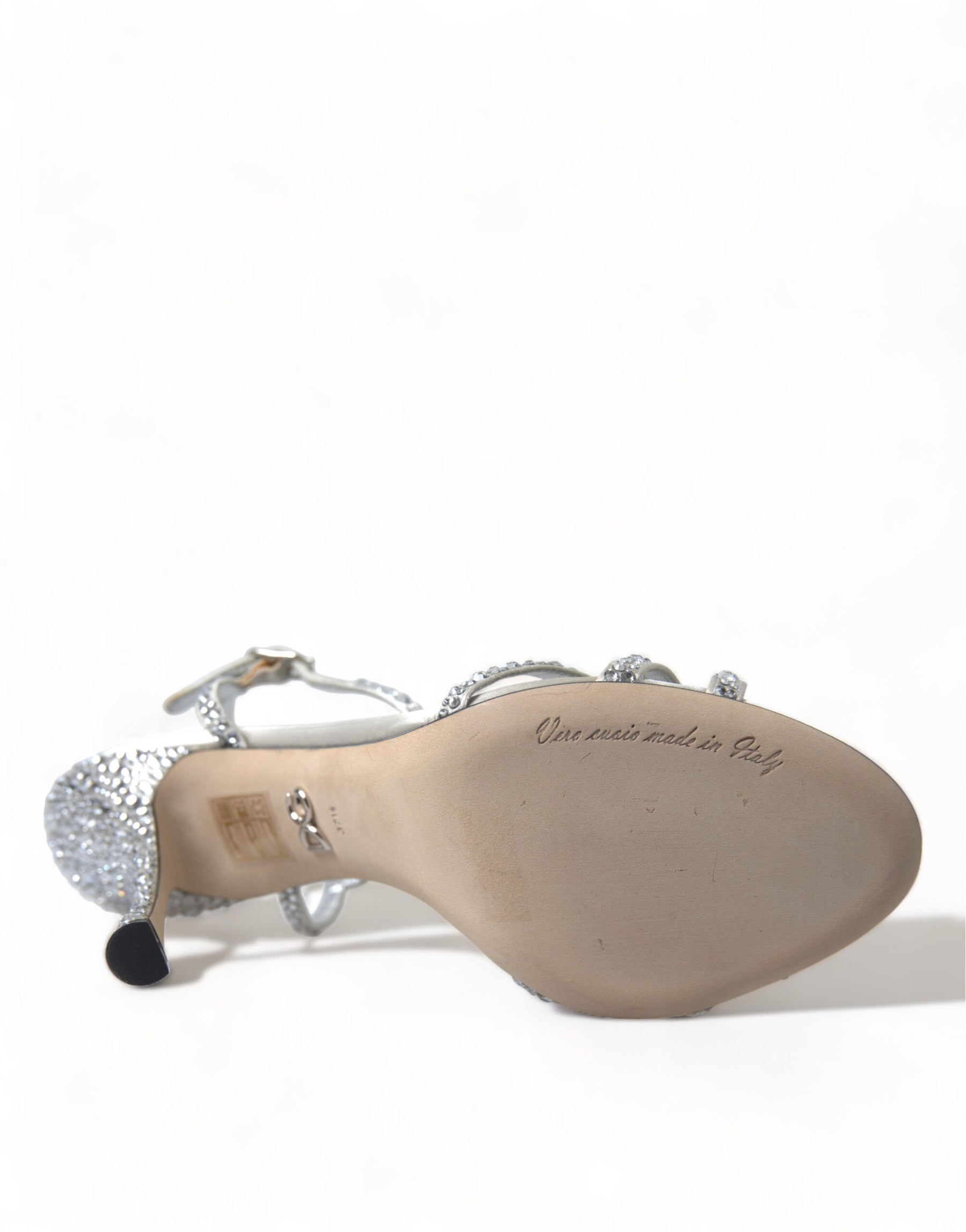 Dolce & Gabbana Silver Crystal Ankle Strap Sandals Shoes | Regal Royce