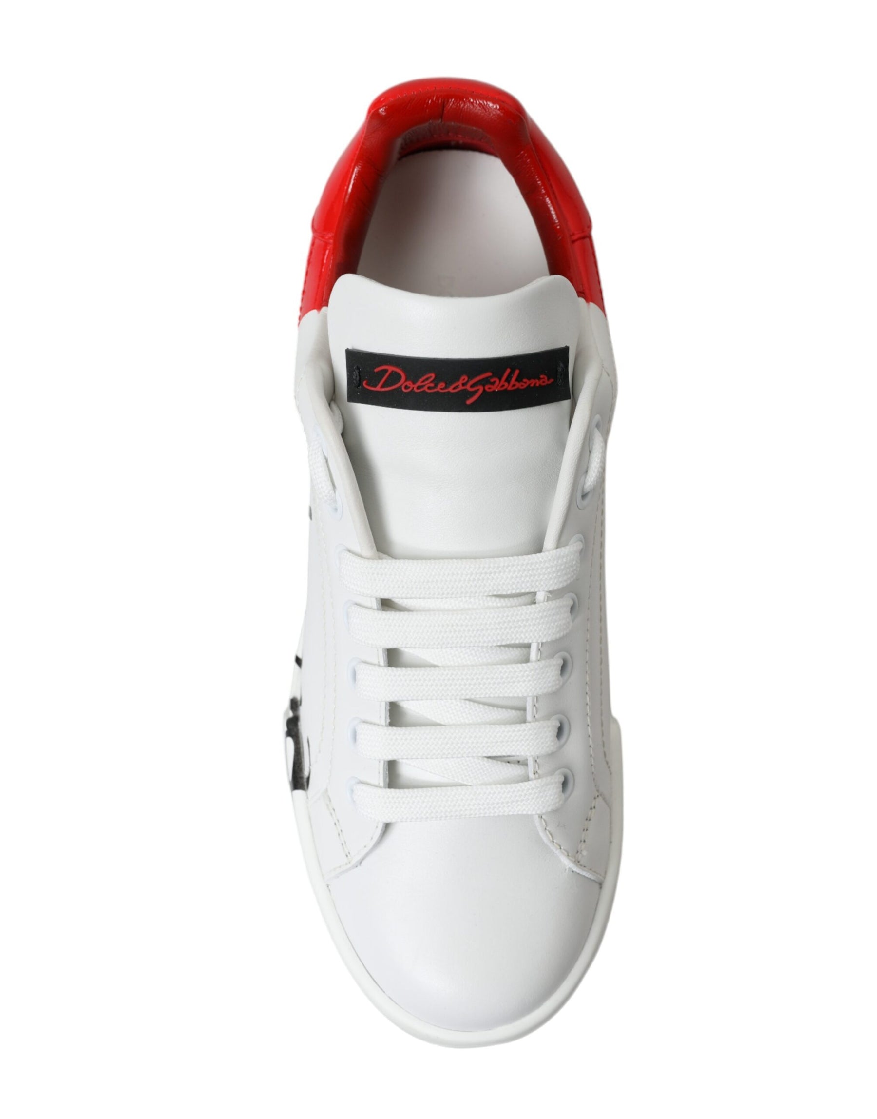 Dolce & Gabbana White Red Lace Up Womens Low Top Sneakers Shoes | Regal Royce
