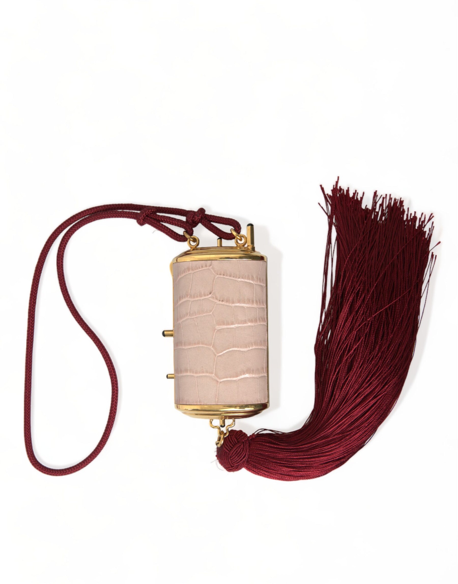 Dolce & Gabbana Pink Exotic Leather Mini Mirror Tassel Makeup Bag | Regal Royce