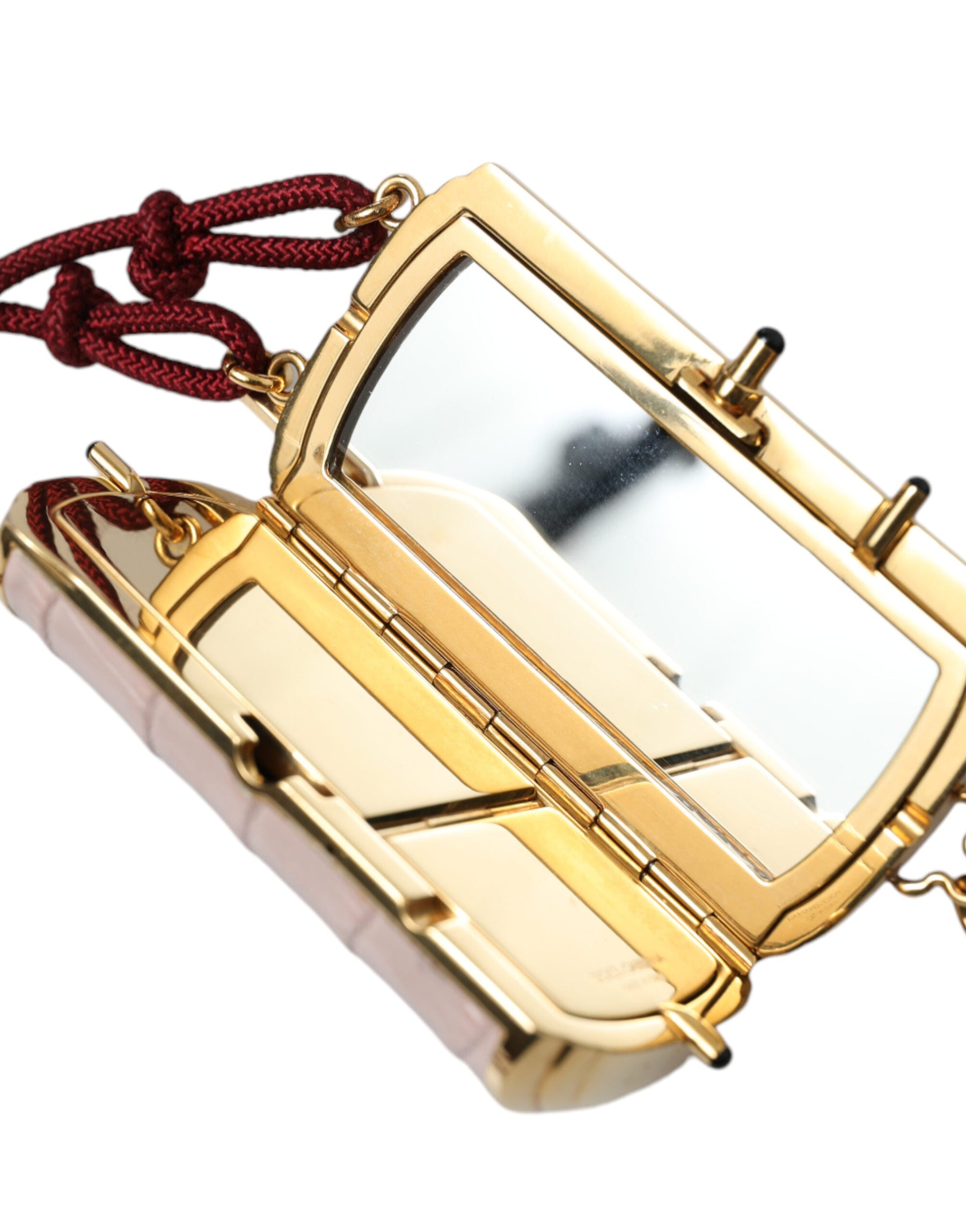 Dolce & Gabbana Pink Exotic Leather Mini Mirror Tassel Makeup Bag | Regal Royce