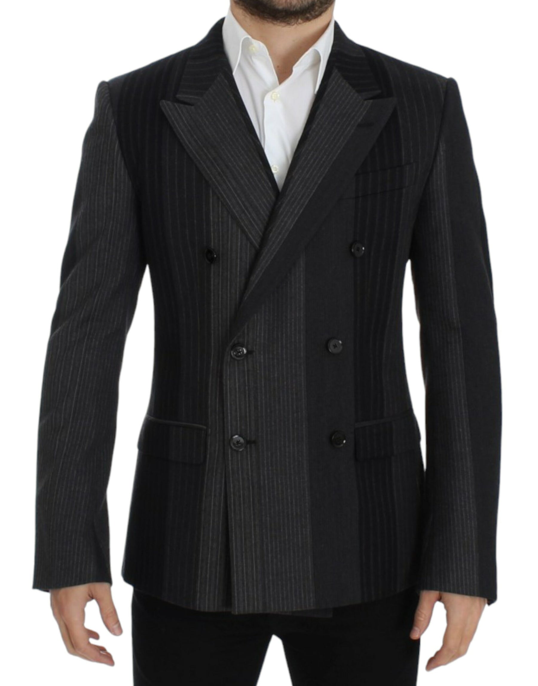 Dolce & Gabbana Gray striped wool stretch blazer | Regal Royce