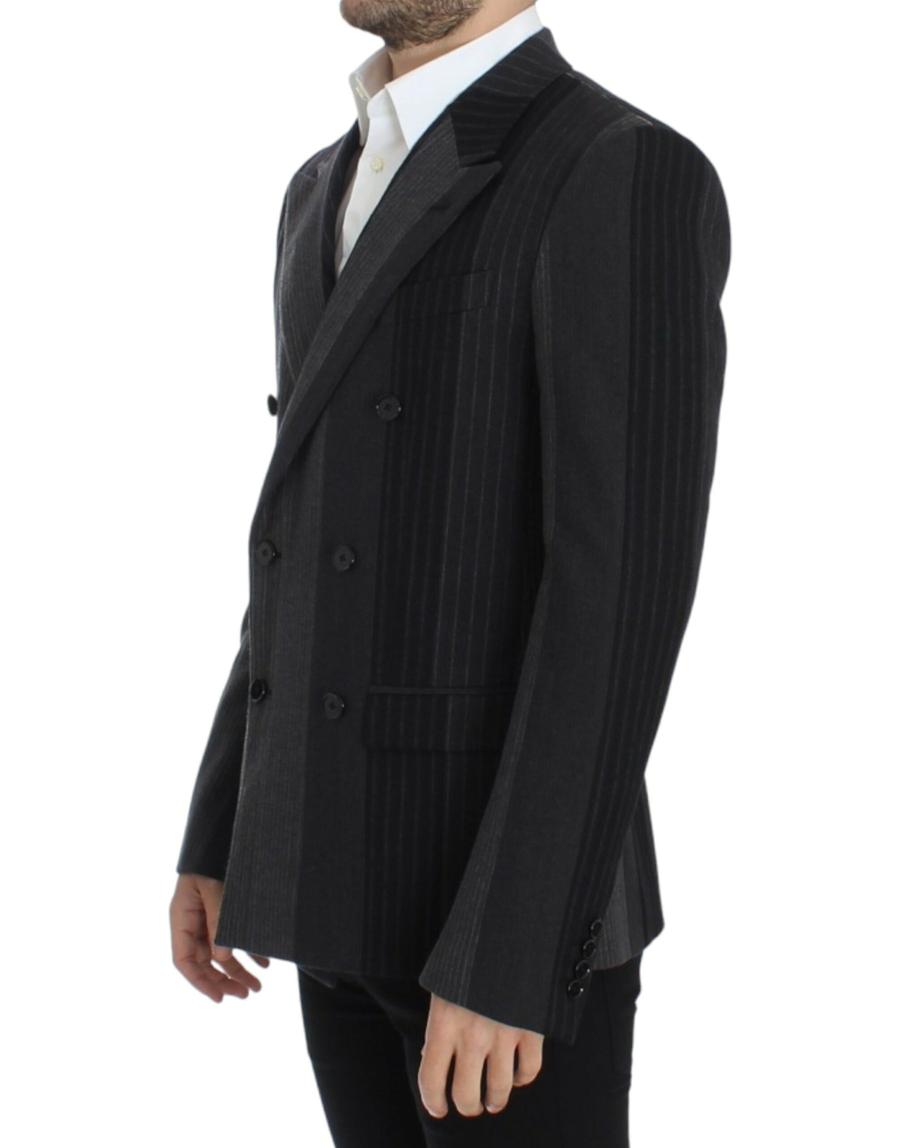 Dolce & Gabbana Gray striped wool stretch blazer | Regal Royce