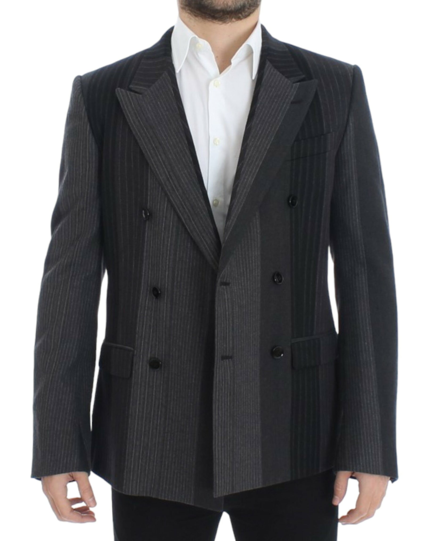 Dolce & Gabbana Gray striped wool stretch blazer | Regal Royce