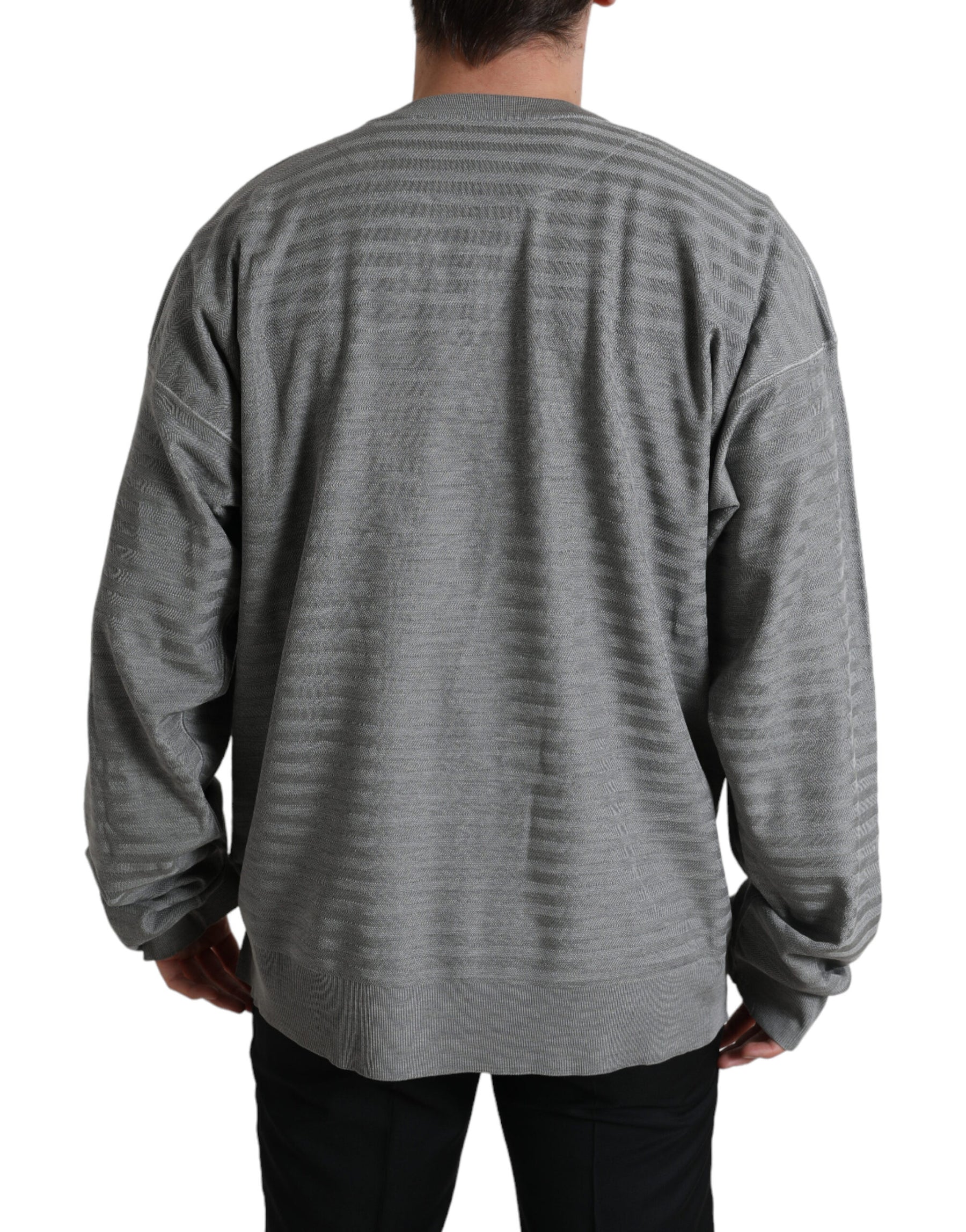 Dolce & Gabbana Gray Crewneck Pullover Silk Top Sweater | Regal Royce