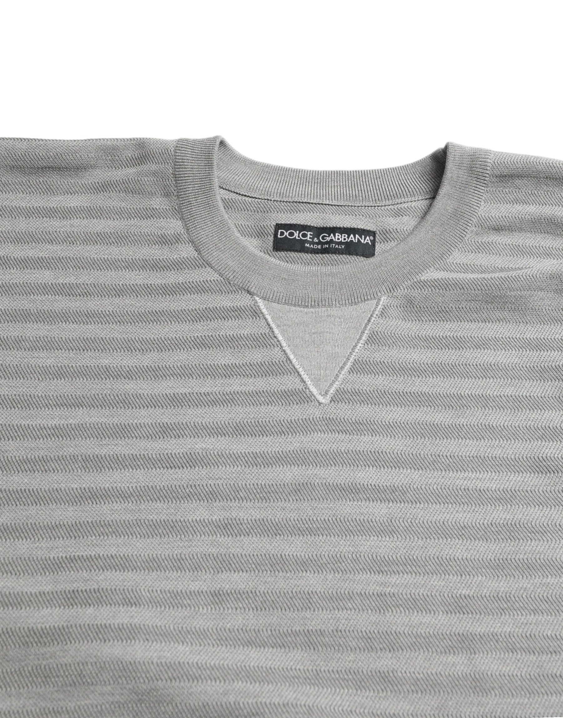 Dolce & Gabbana Gray Crewneck Pullover Silk Top Sweater | Regal Royce